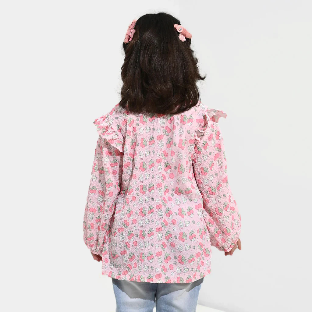Girls Poly Crinkle Casual Top - Baby Pink - Image 4