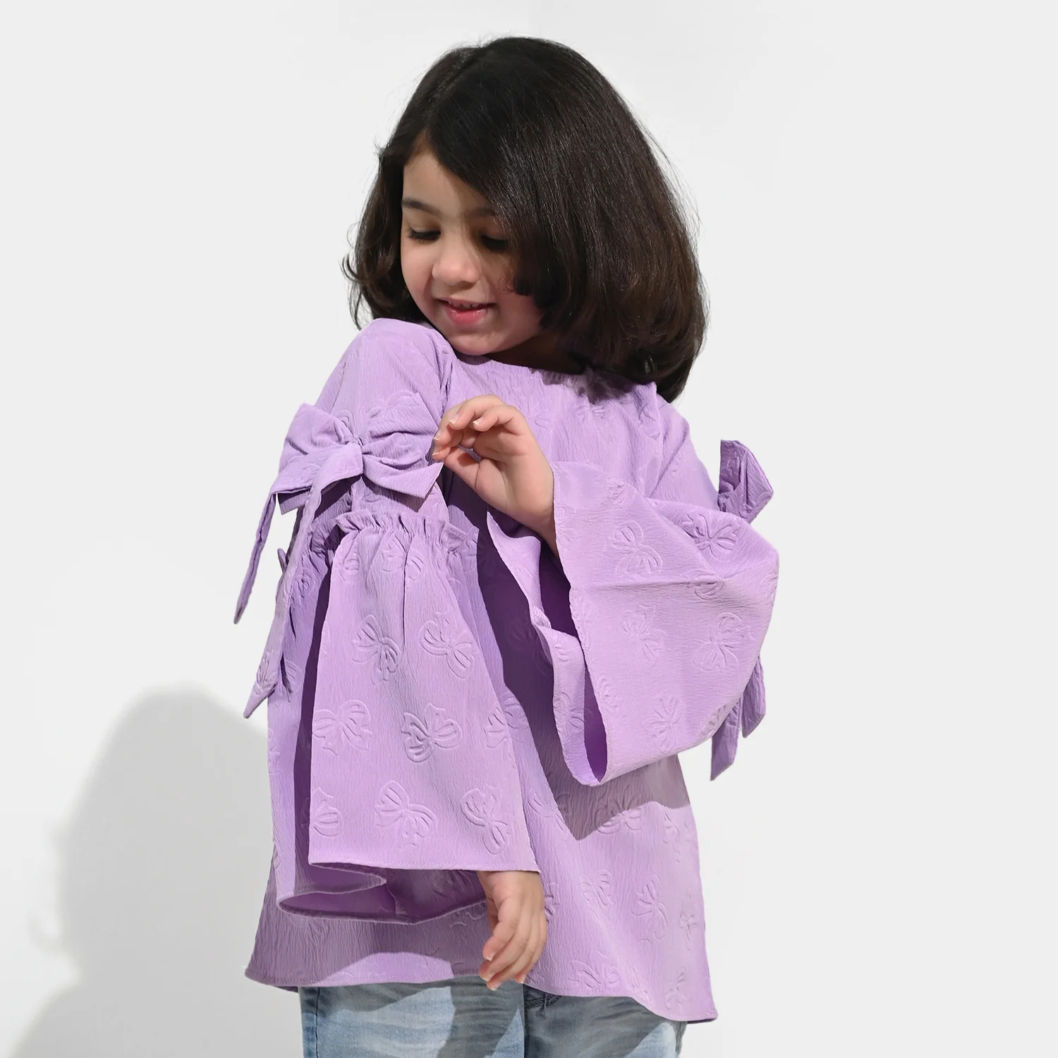 Girls Poly Crinkle Casual Top Lavender Dreams - Image 3