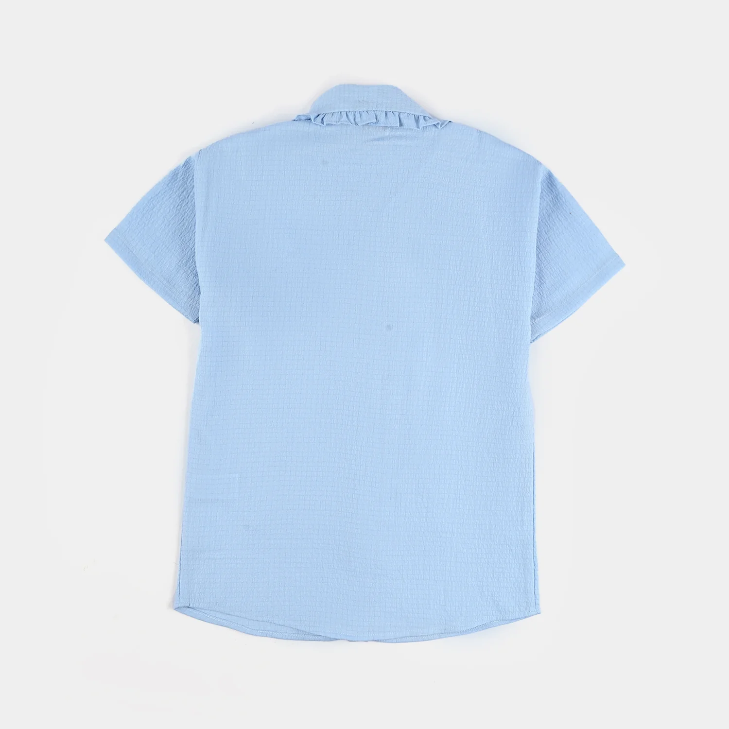Girls Poly Crinkle Emb Co-Ord Set Frill Collor - Blue - Image 4