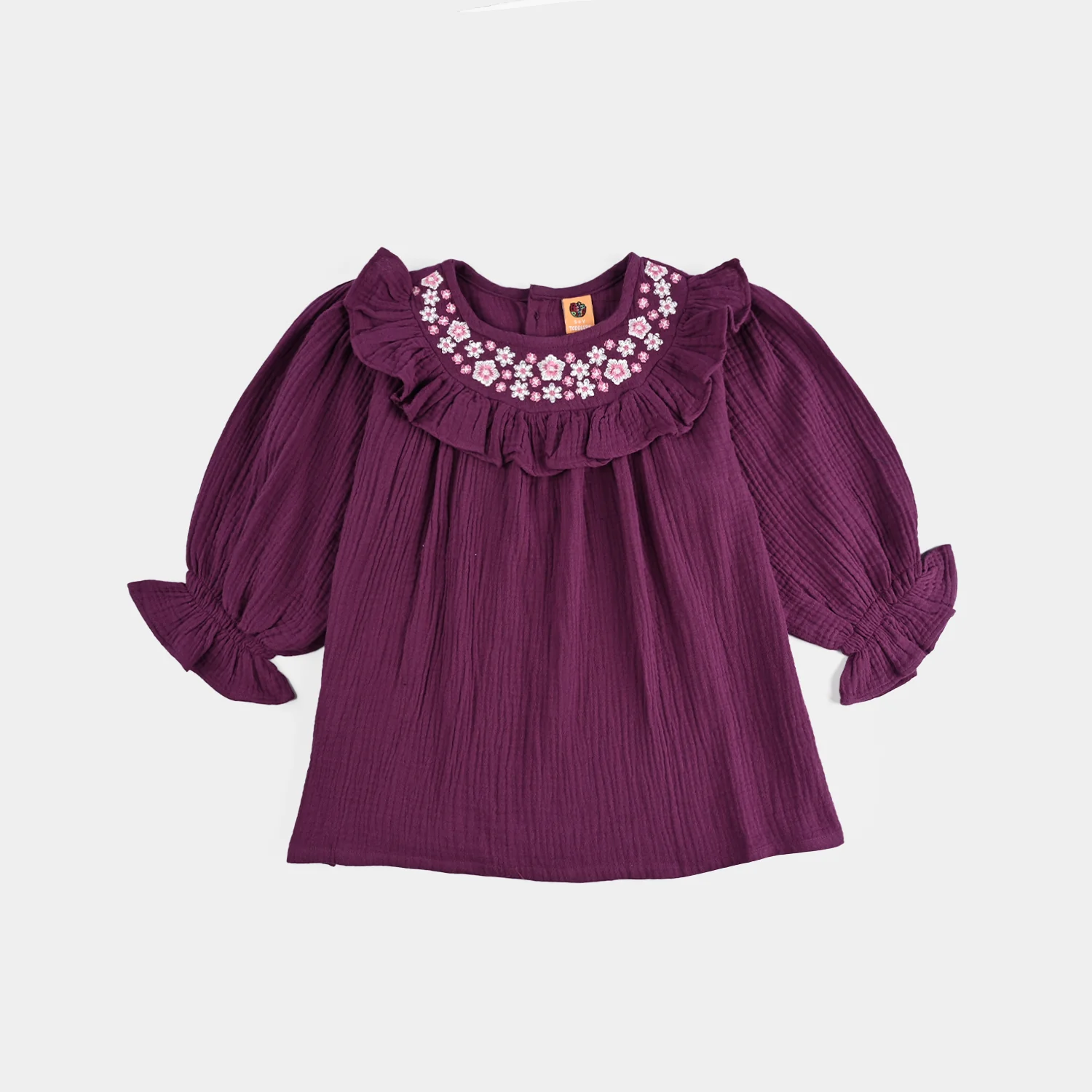 Girls Poly Crinkle Emb Co-Ord Set Plum - Purple - Image 2