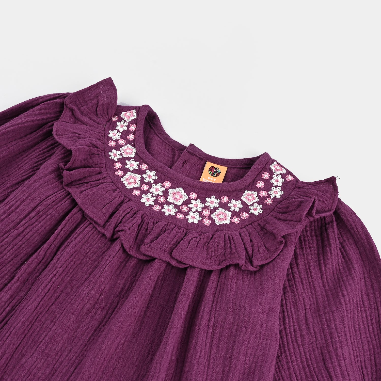 Girls Poly Crinkle Emb Co-Ord Set Plum - Purple - Image 3