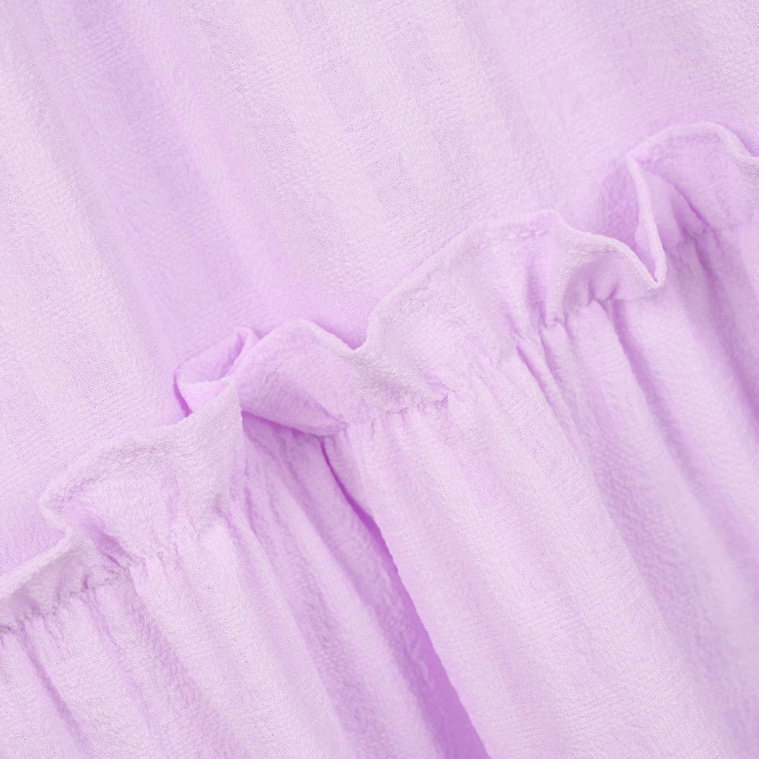 Girls Poly Crinkle Embroidered Frock - Lavender - Image 3