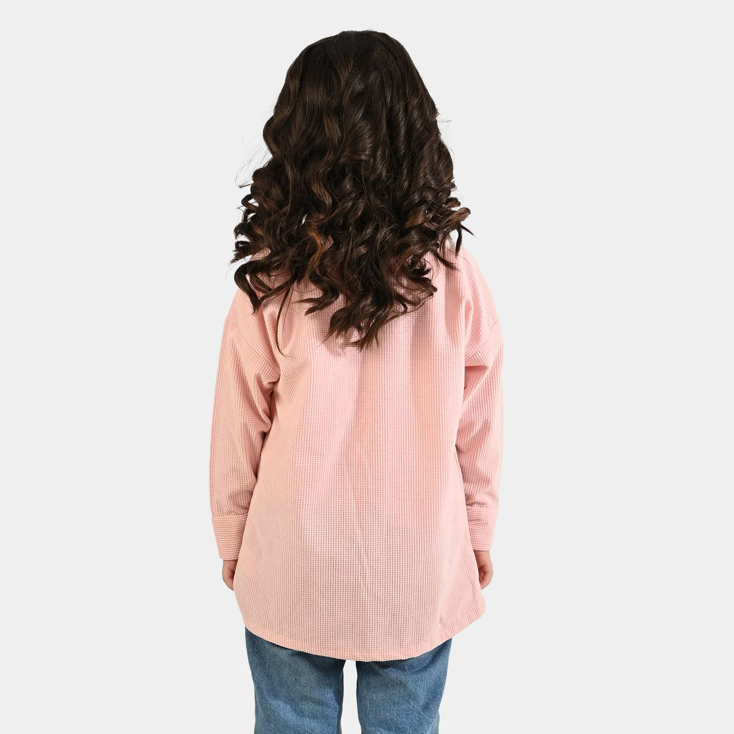Girls Poly Crinkle Emb Top Butterfly-Pink - Image 5