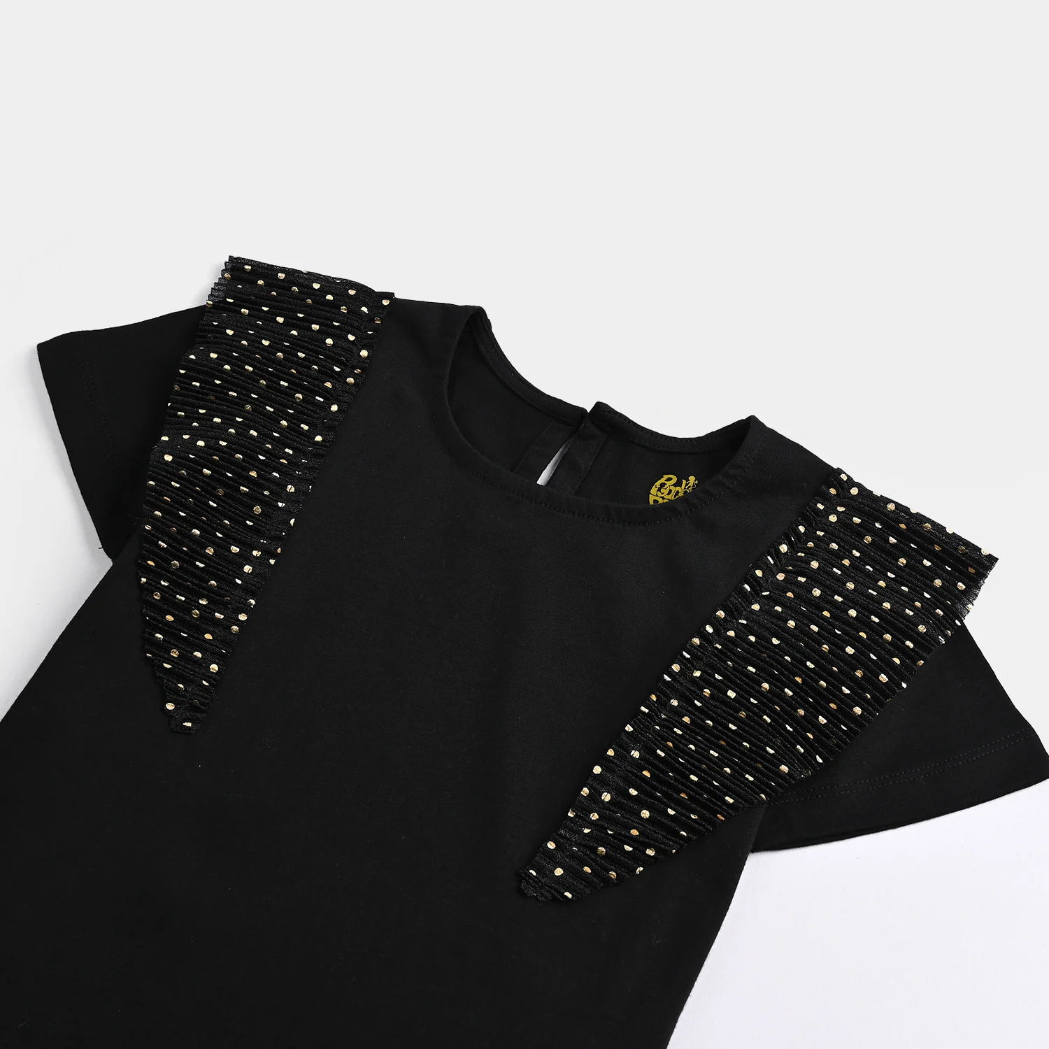 Girls Poly Crinkle T-Shirt H/S GOLDEN POLKA DOT BLACK - BLACK - Image 2