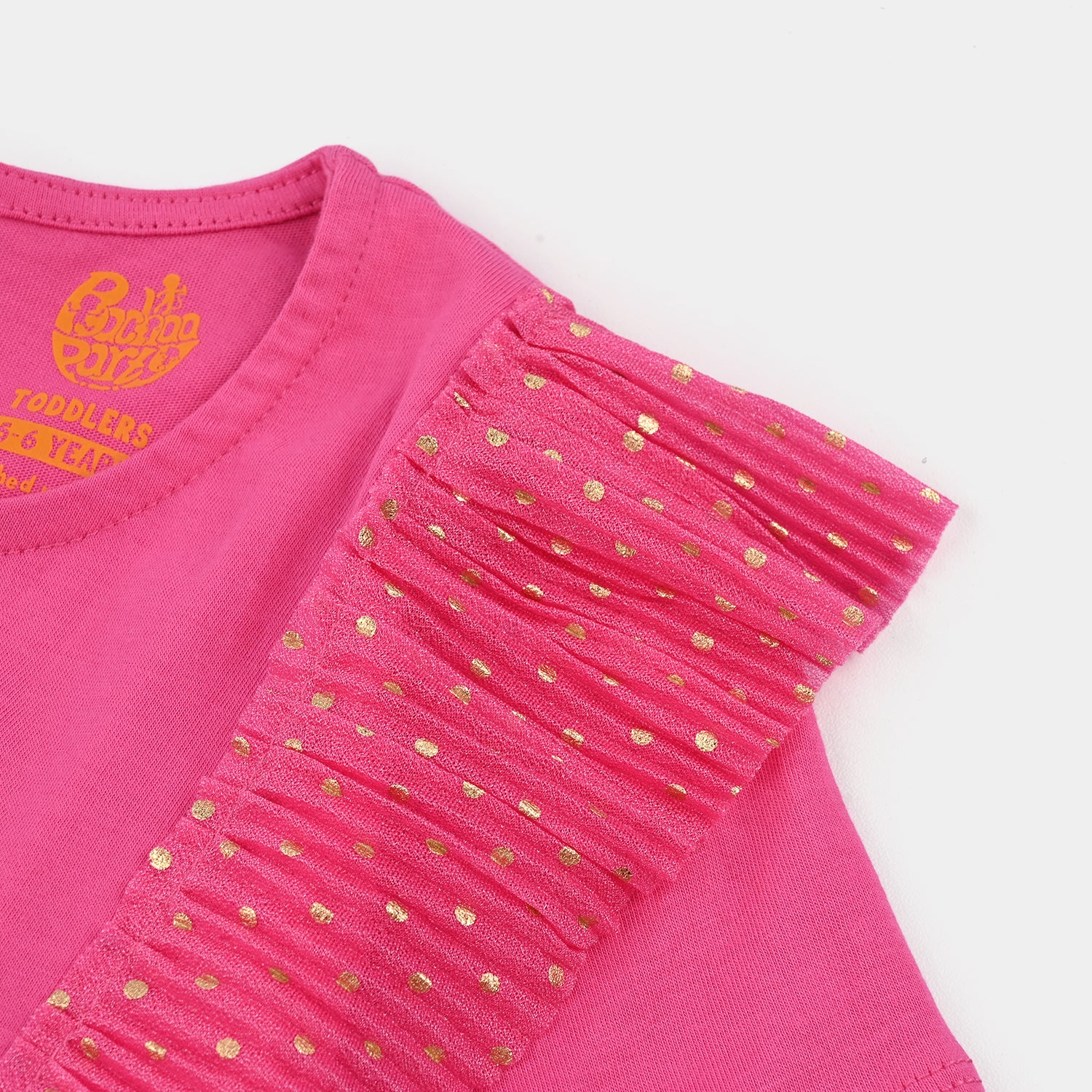 Girls Poly Crinkle T-Shirt - PINK - Image 3
