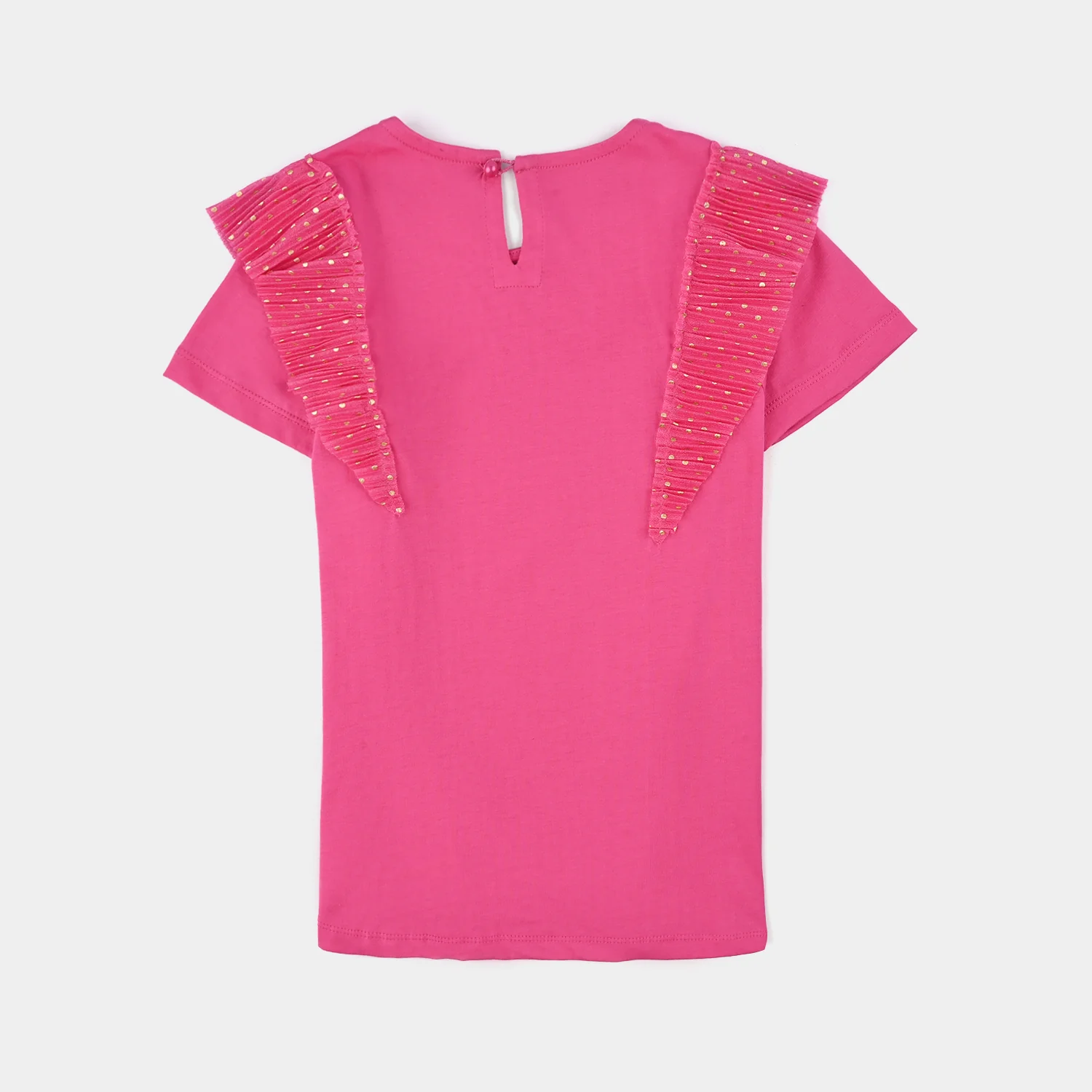 Girls Poly Crinkle T-Shirt - PINK - Image 4