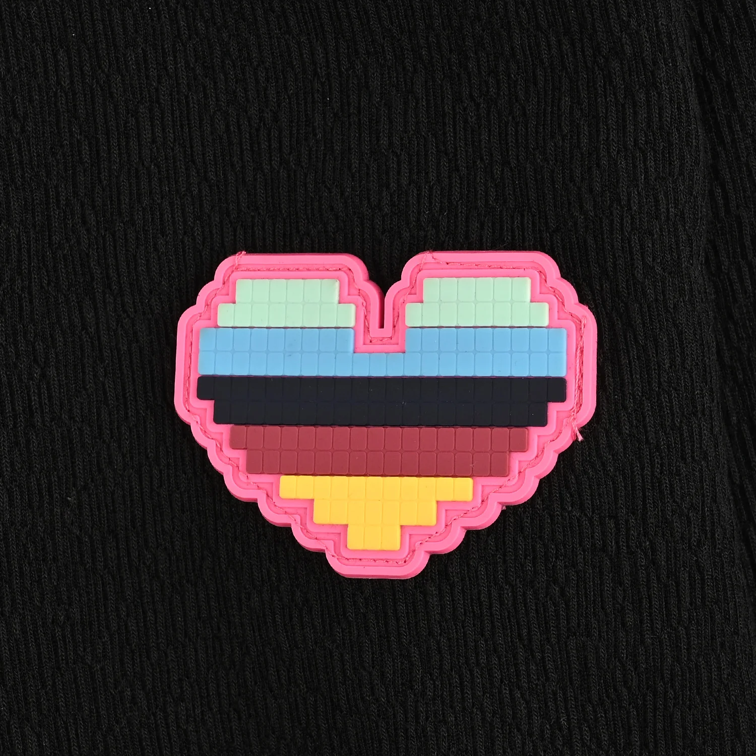 Girls Poly Crinkle T-Shirt Heart - Black - Image 3