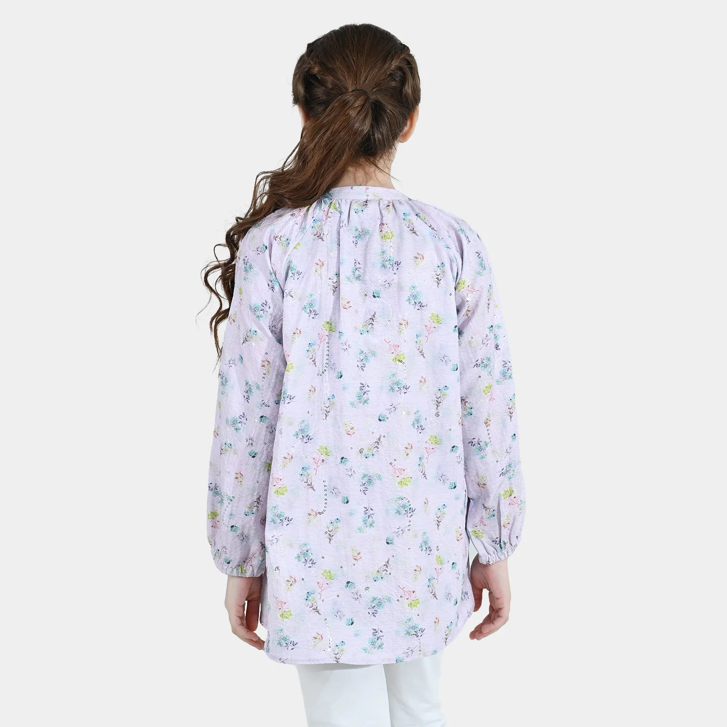 Girls Poly Crinkle Top Daisy - White - Image 5