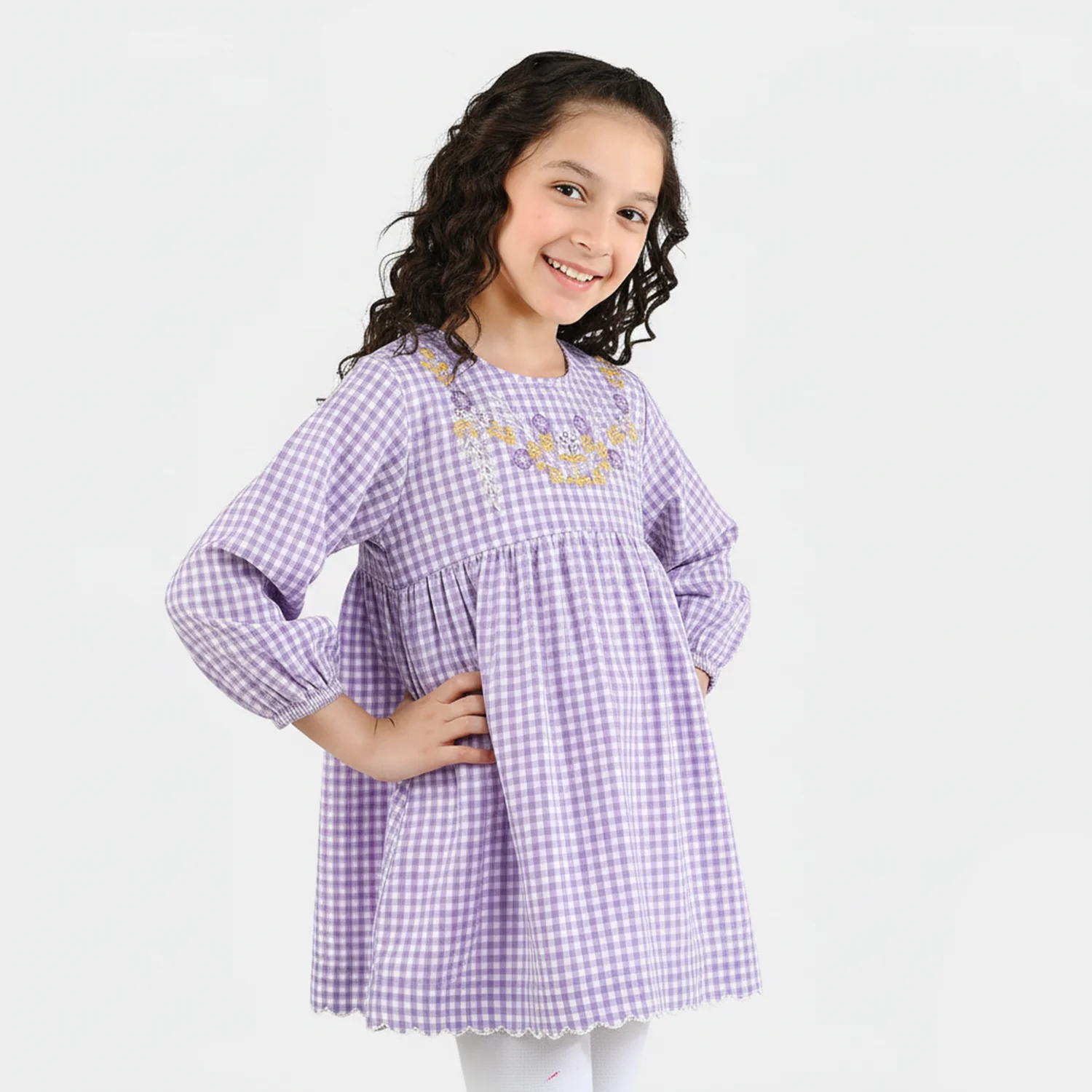 Girls Poly Jersey Emb Top - Purple - Image 2