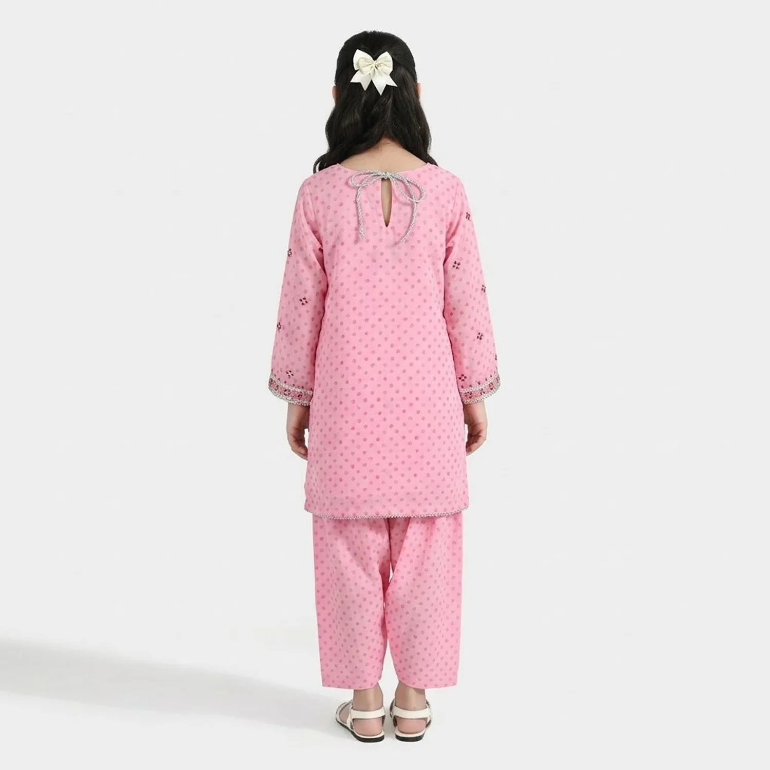 Girls Poly Lawn 2-Piece Set (Dil) - Light Pink - Image 4