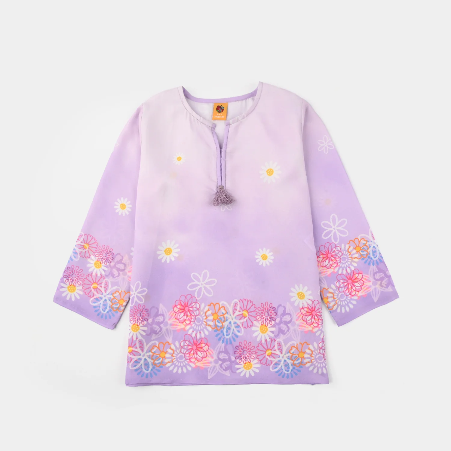 Girls Poly Lawn Co-Ord Set (Daisy) - Light Purple - Image 2