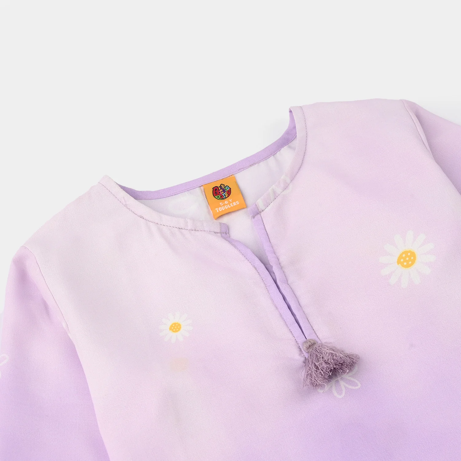 Girls Poly Lawn Co-Ord Set (Daisy) - Light Purple - Image 3