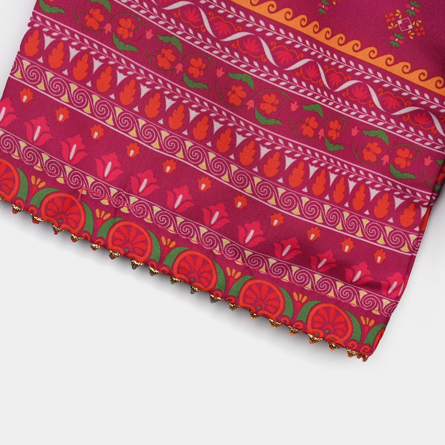 Girls Poly Mesh Printed 2Pcs - Magenta - Image 10