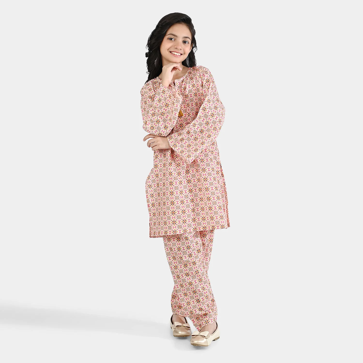 Girls Poly Mesh Printed 2Pcs - Multi - Image 3