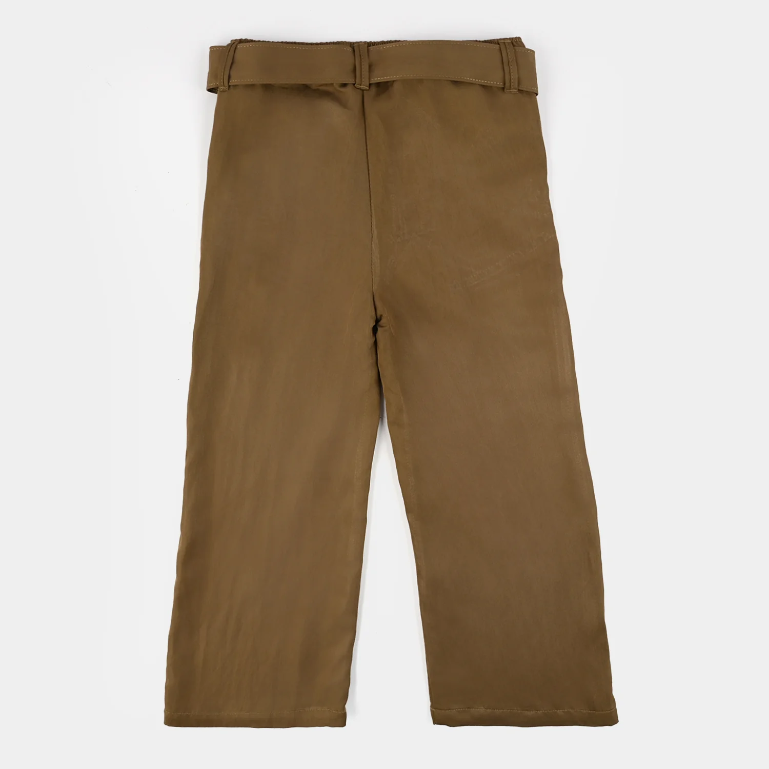 Girls Poly Twill Pants (Belted) - Brown - Image 3
