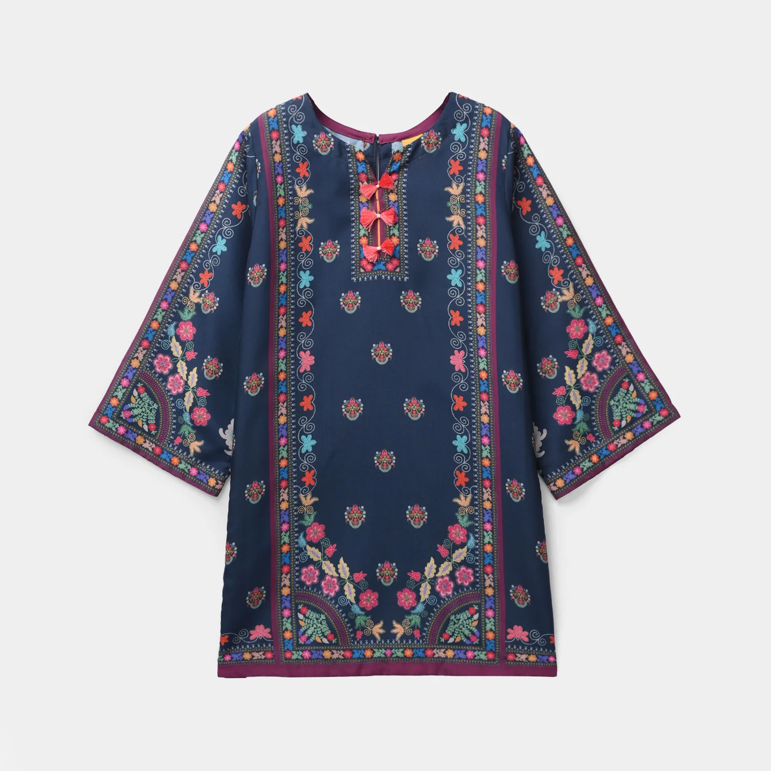 Girls Poly Twill Printed 2Pcs - Blue - Image 2