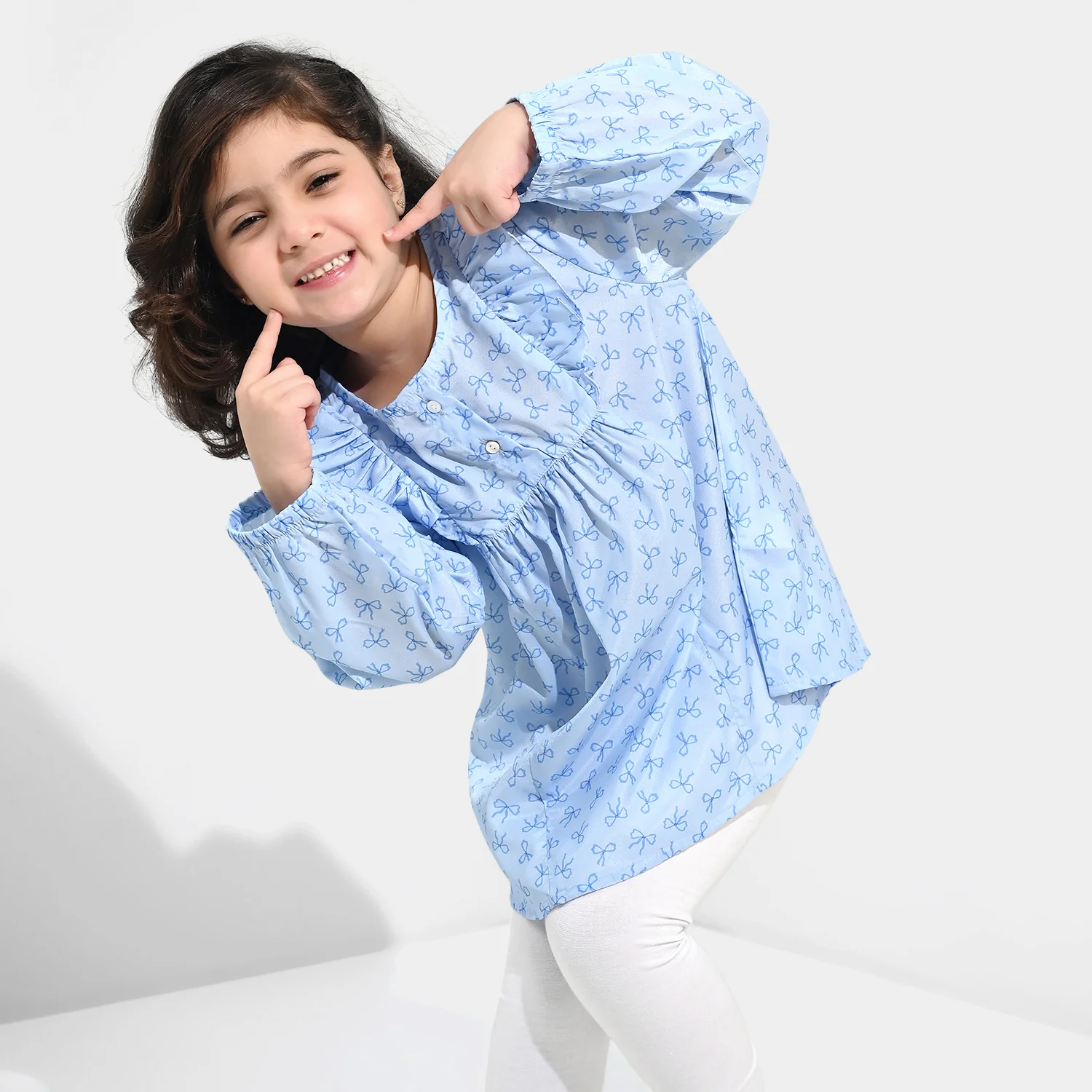 Girls Poly Viscose Casual Top - Blue - Image 4