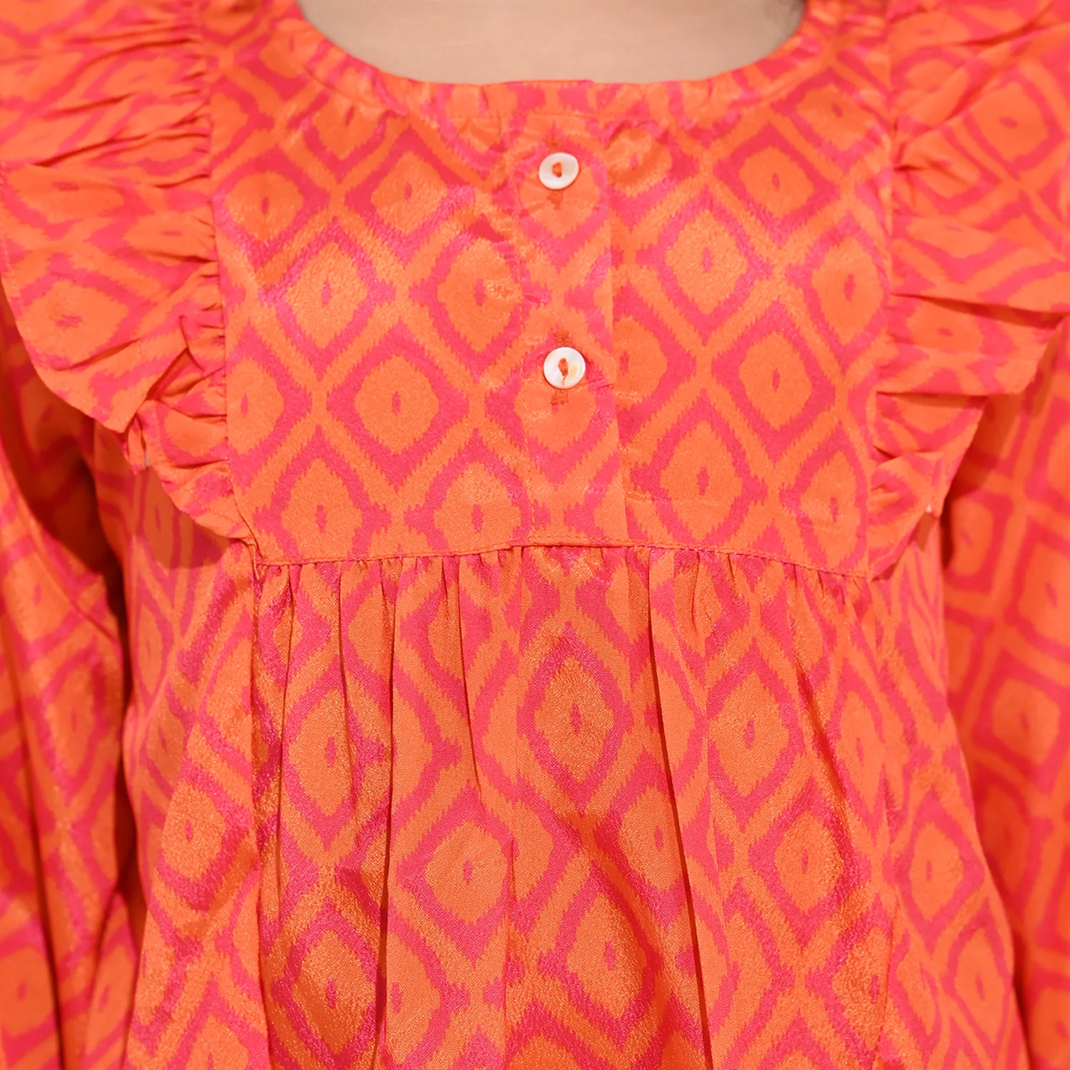 Girls Poly Viscose Casual Top - Orange - Image 4