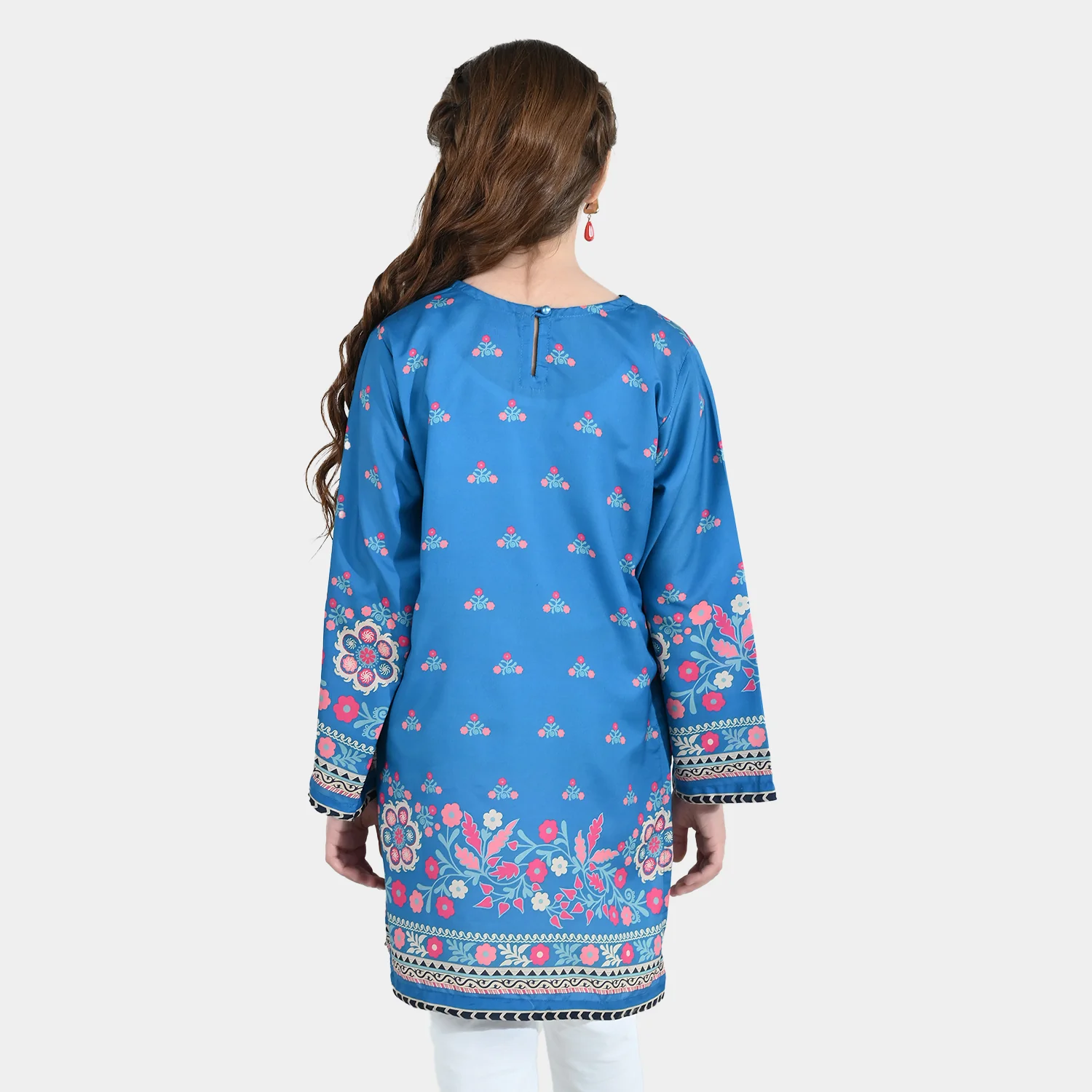 Girls Poly Lawn Printed Kurti (Mandala) – Blue - Image 6