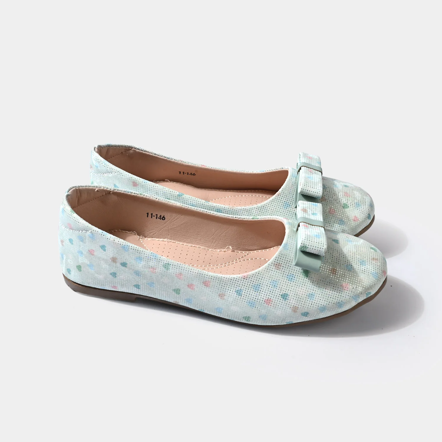 Girls Pumps 11-146-Sea Green - Image 3