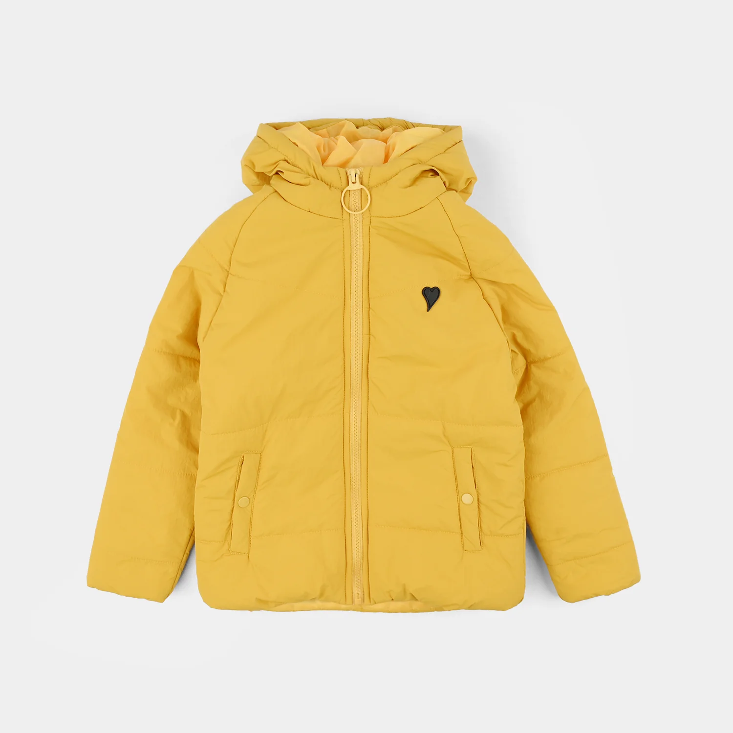 Girls Quilted Hooded Jacket - Yellow - Image 4