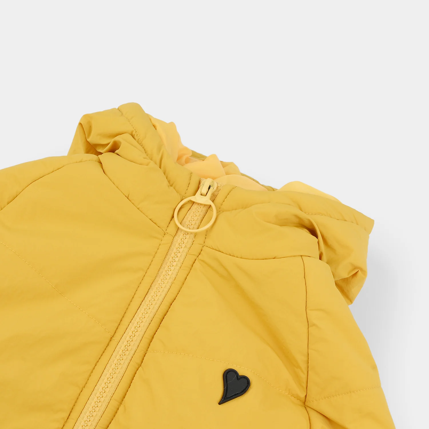 Girls Quilted Hooded Jacket - Yellow - Image 5