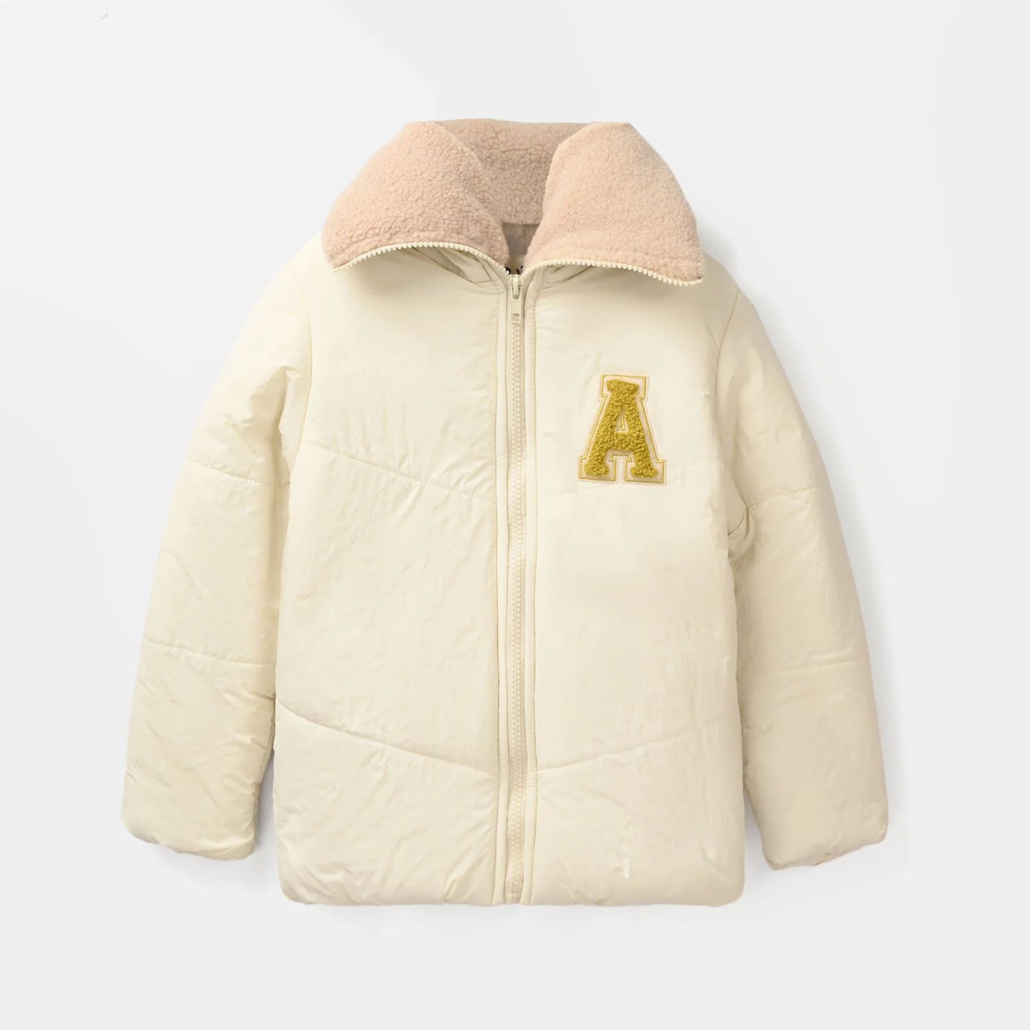 Girls Quilted Jacket -Off White - Image 2