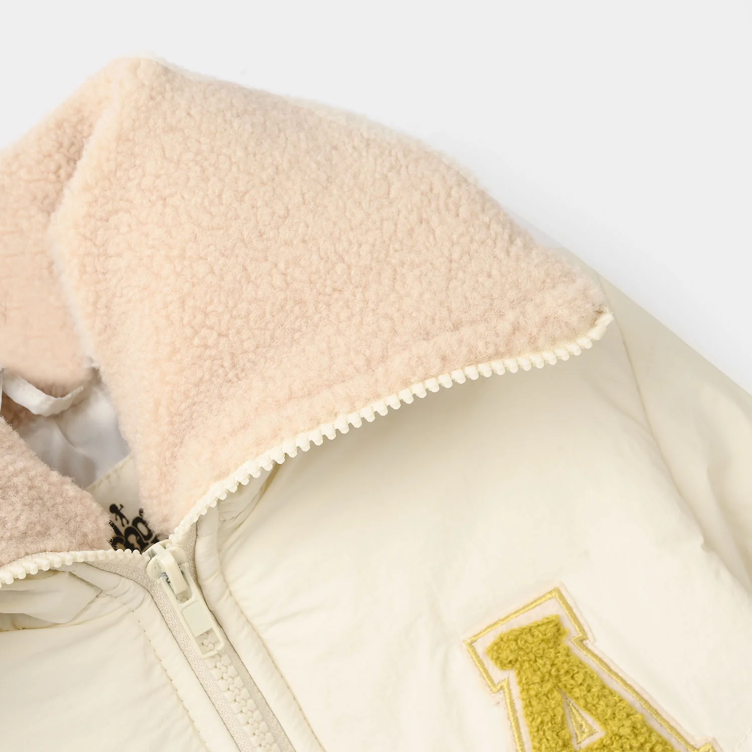 Girls Quilted Jacket -Off White - Image 3