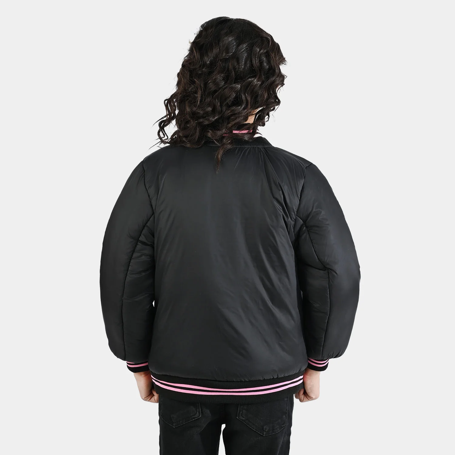 Girls Quilted Jacket F/S First Have Fun-BLACK - Image 5