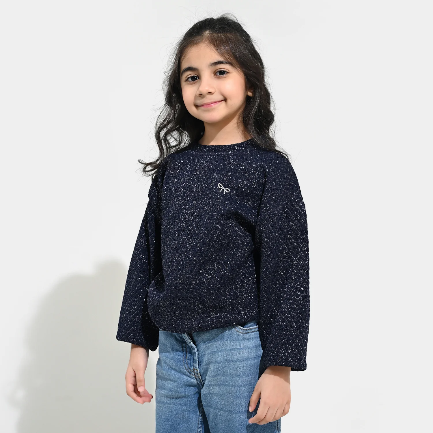 Girls Quilted Sweatshirt - Blue - Image 4