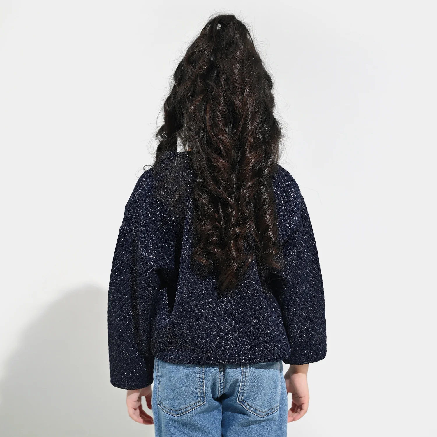 Girls Quilted Sweatshirt - Blue - Image 5