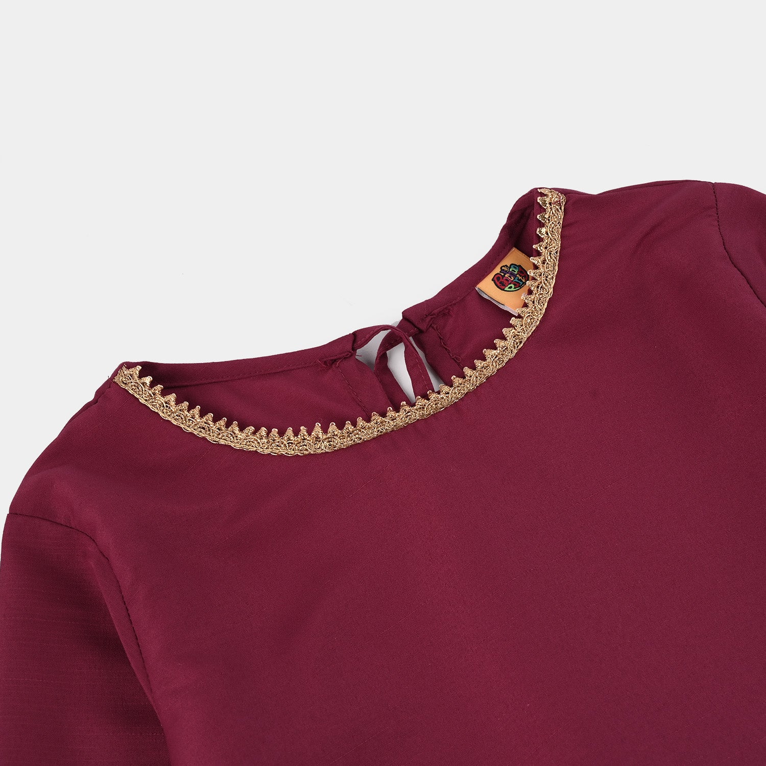 Girls Raw Silk 3-Piece Set (Jahan Ara) - Burgundy - Image 5