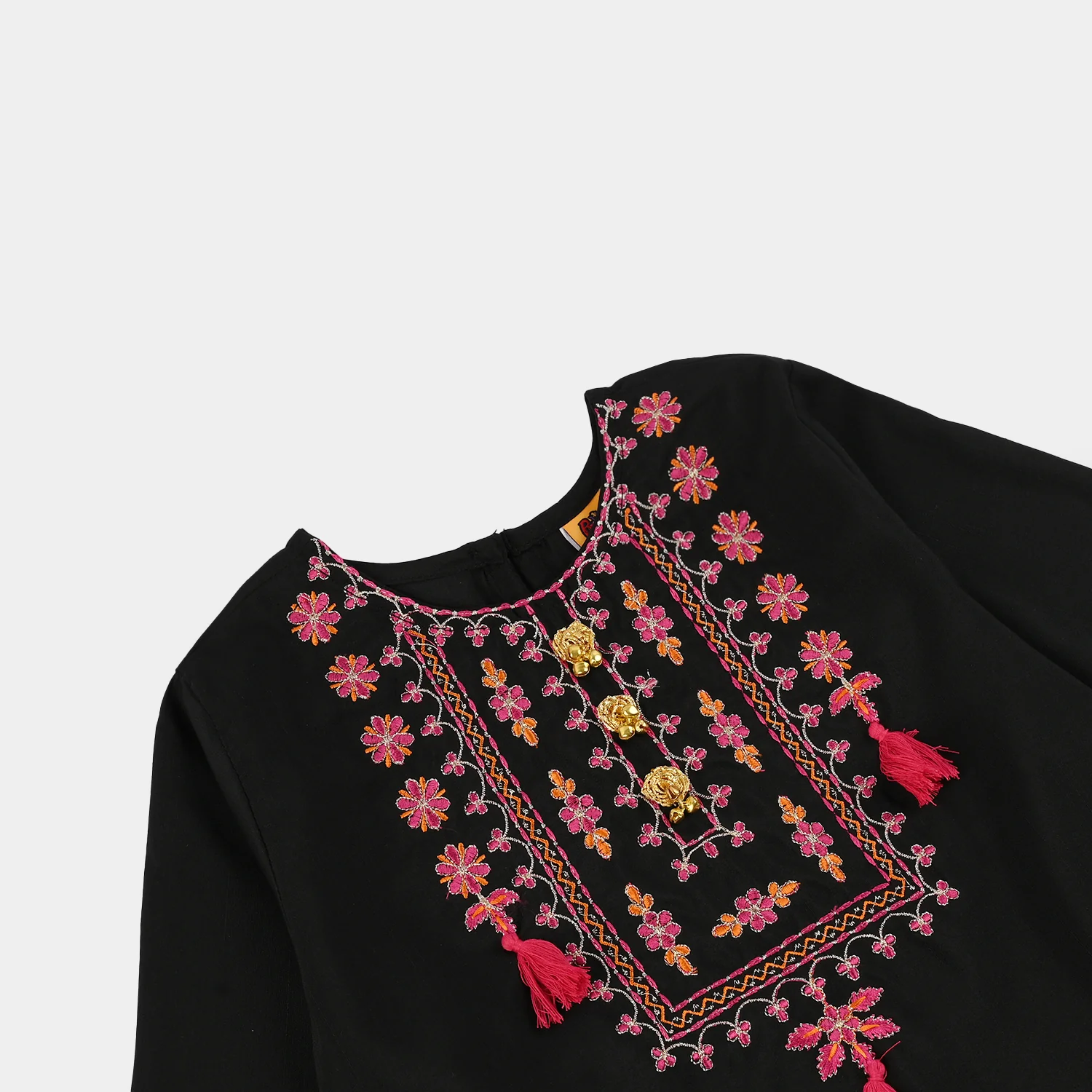 Girls Raw Silk 3-Piece Suit (Rangrez) - Black - Image 5