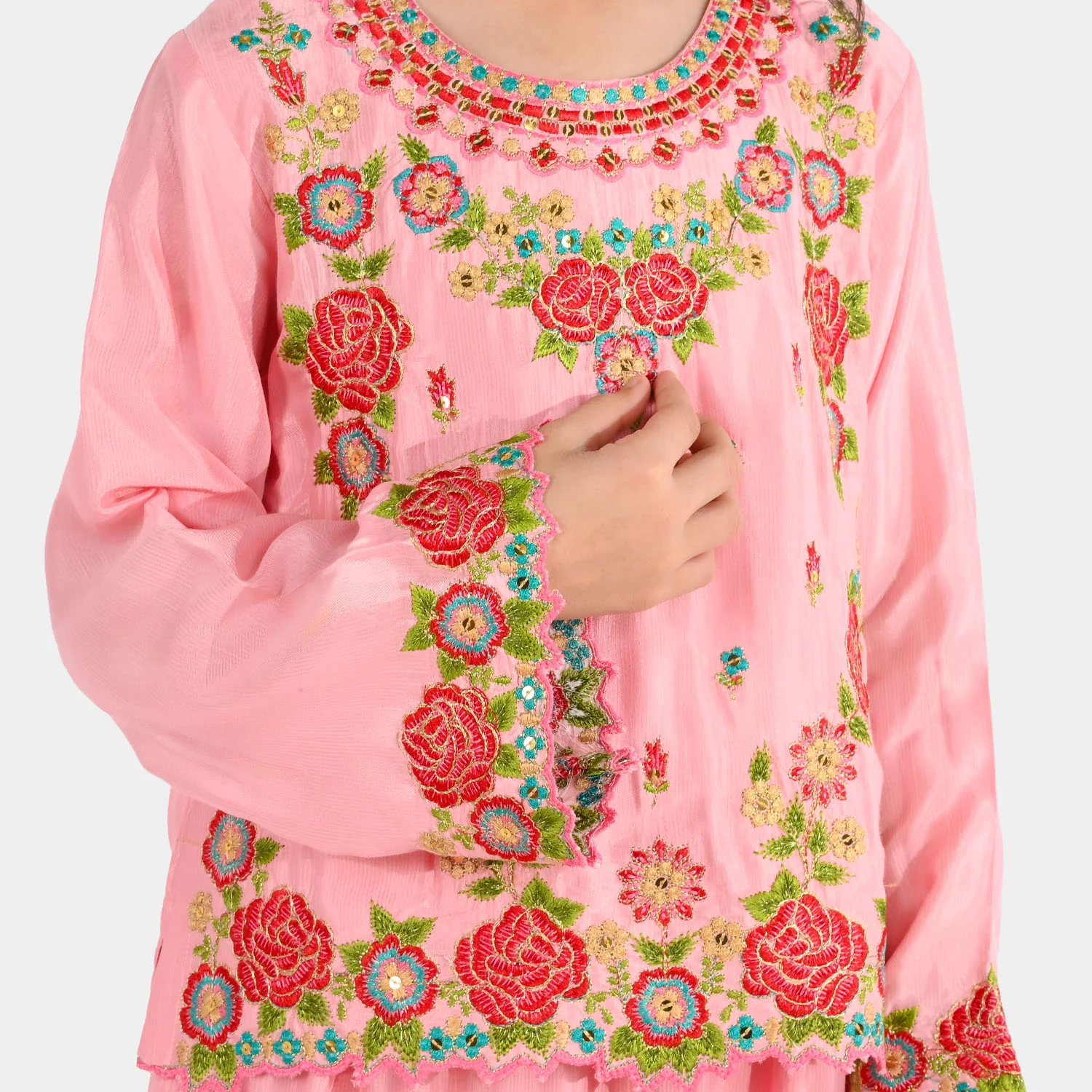 Girls Raw Silk 3-Piece Suit (Rose Gul) - Paradise Pink - Image 5