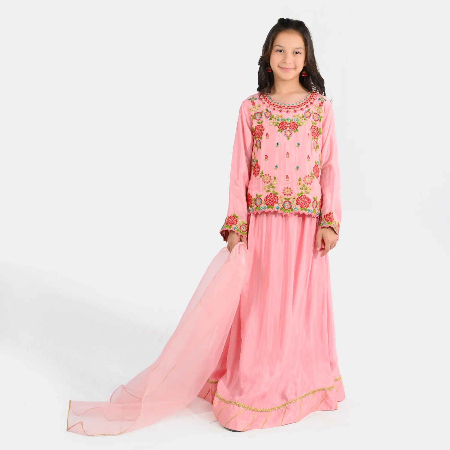 Girls Raw Silk 3-Piece Suit (Rose Gul) - Paradise Pink - Image 7