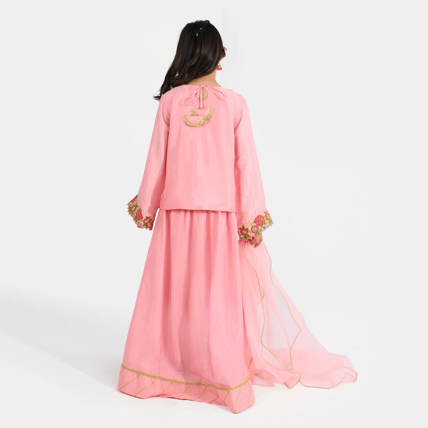Girls Raw Silk 3-Piece Suit (Rose Gul) - Paradise Pink - Image 8