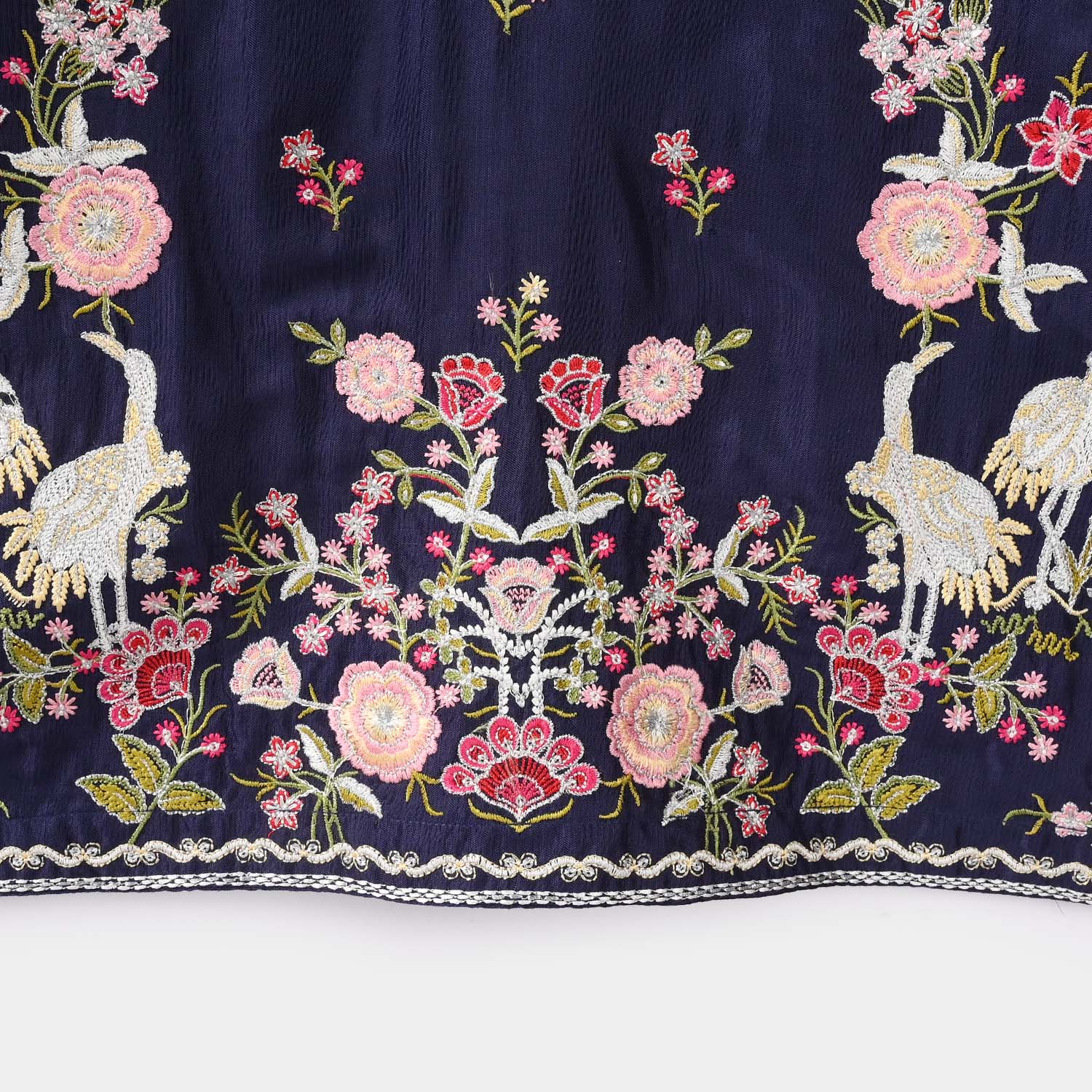 Girls Raw Silk 4Pcs Blossom - Navy Blue - Image 6