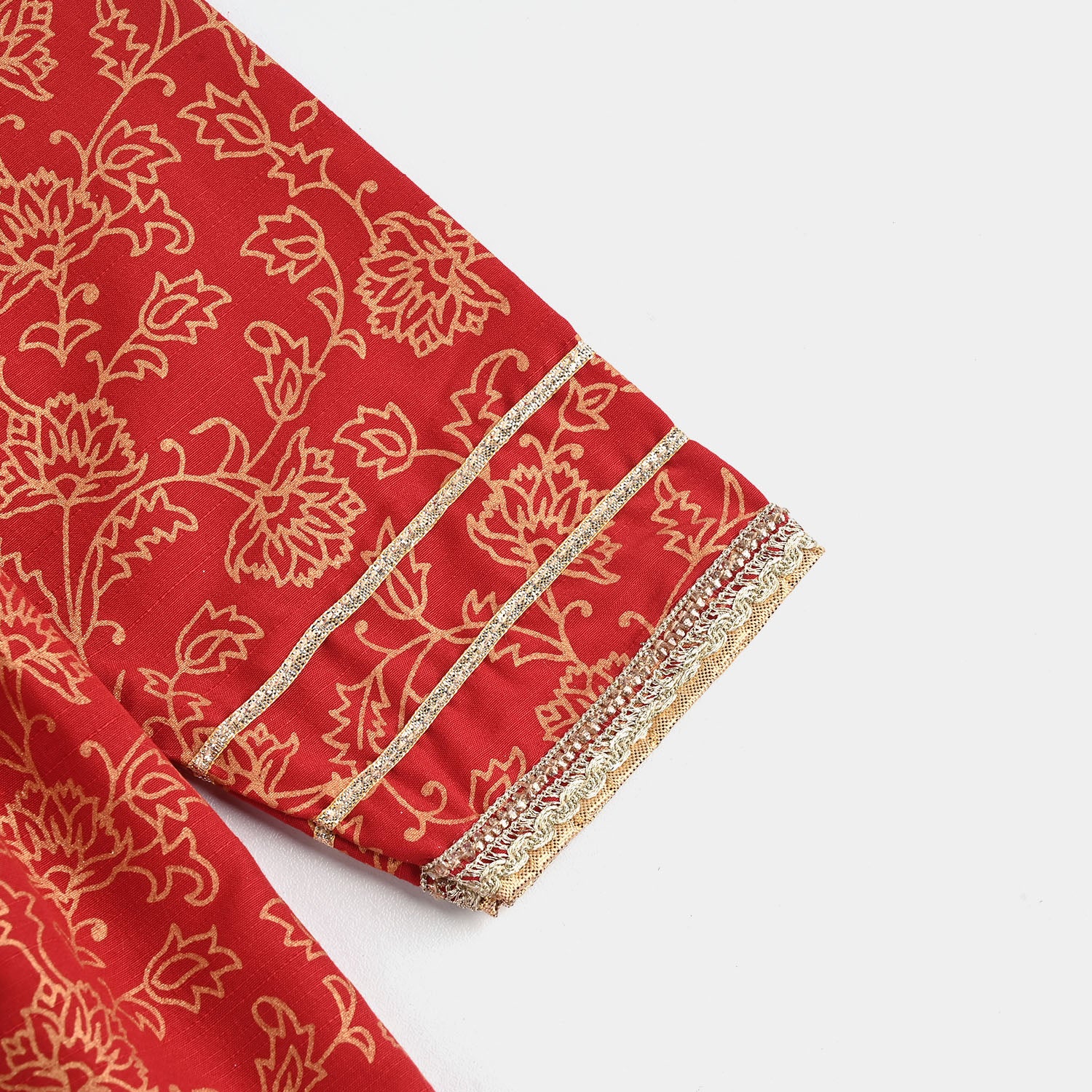 Girls Raw Silk 4PCs - Red - Image 7