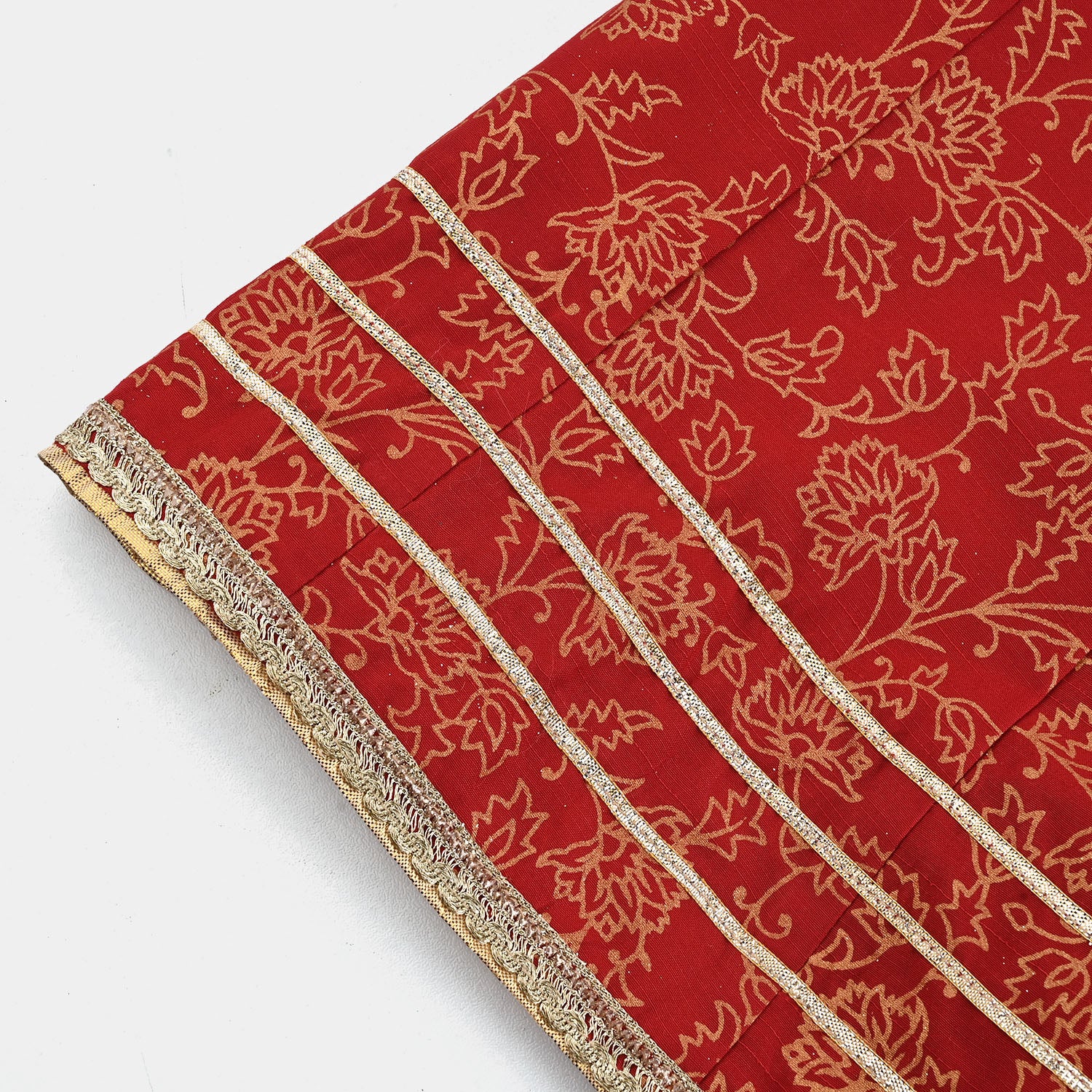 Girls Raw Silk 4PCs - Red - Image 9
