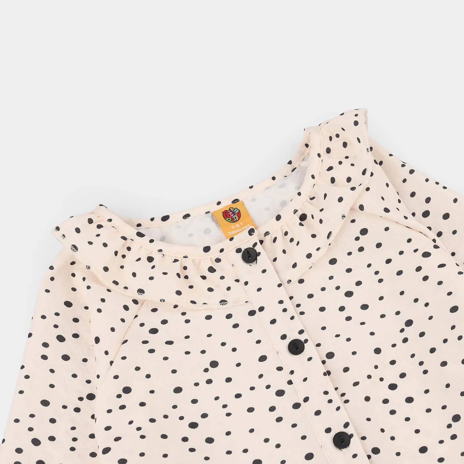 Girls Seersucker Casual Top (Polka Dot) - Light Peach - Image 2