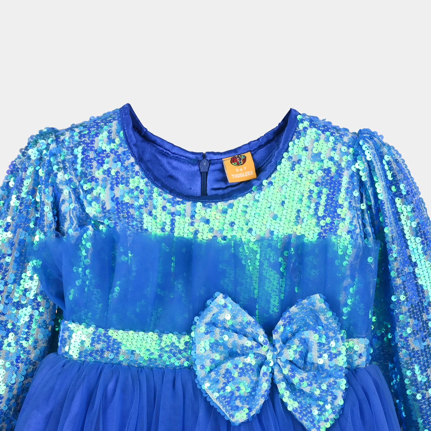 Girls Sequence Fancy Frock - Blue - Image 2