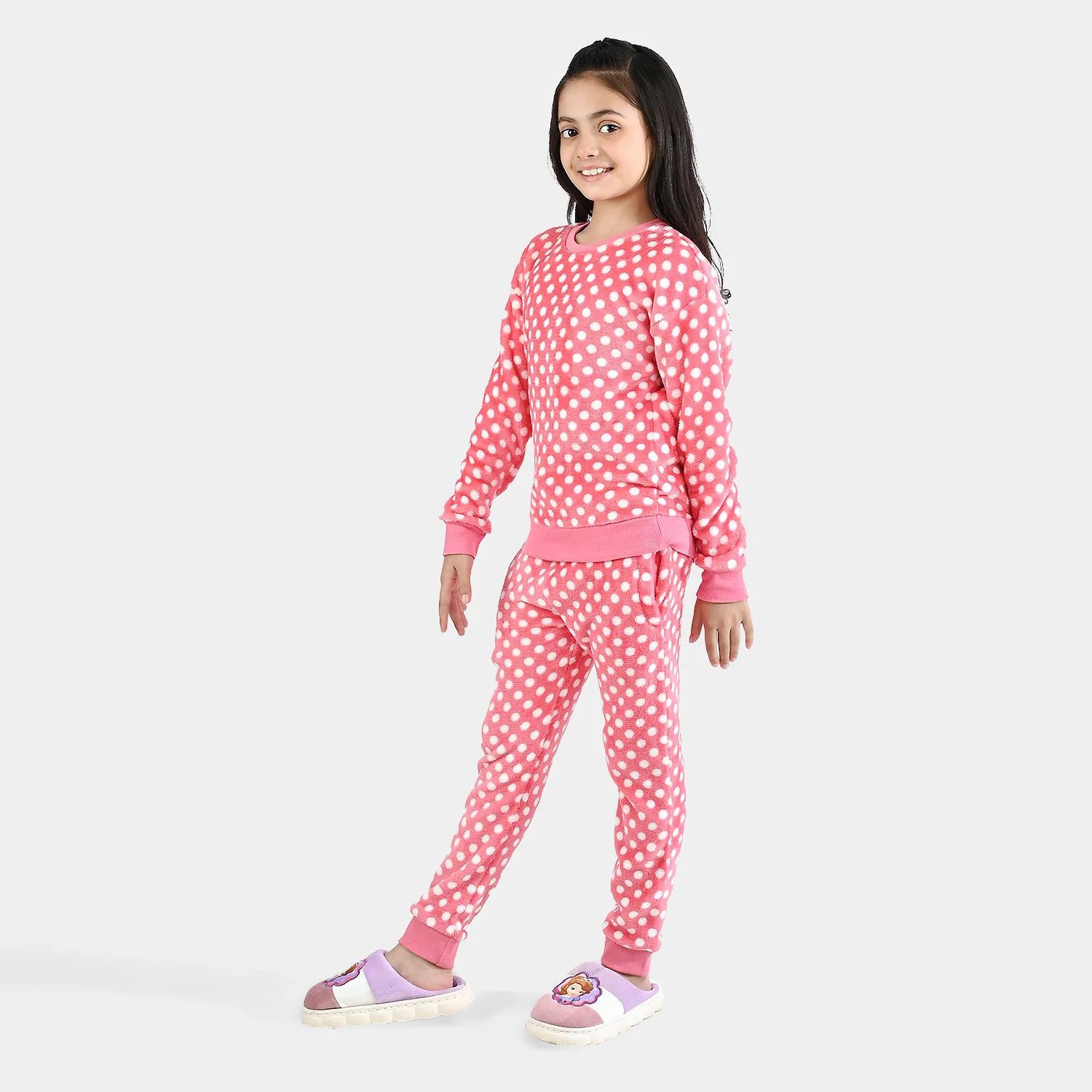 Girls Sherpa 2 Piece Suit - Pink - Image 3