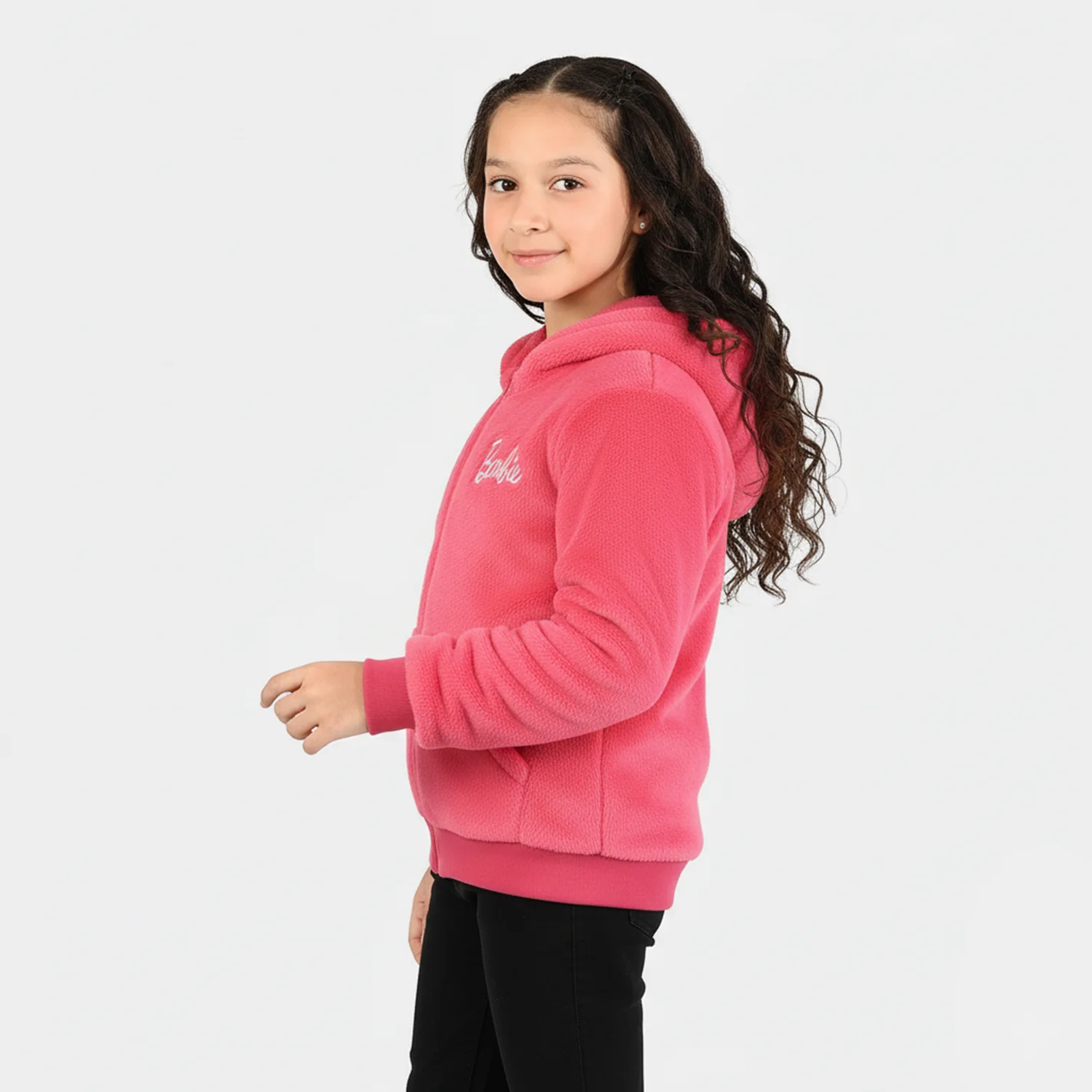 Girls Sherpa Jacket - Pink - Image 2
