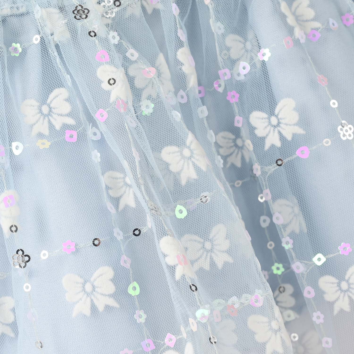 Girls Net Shorts Skirt Bow - Light Blue - Image 2