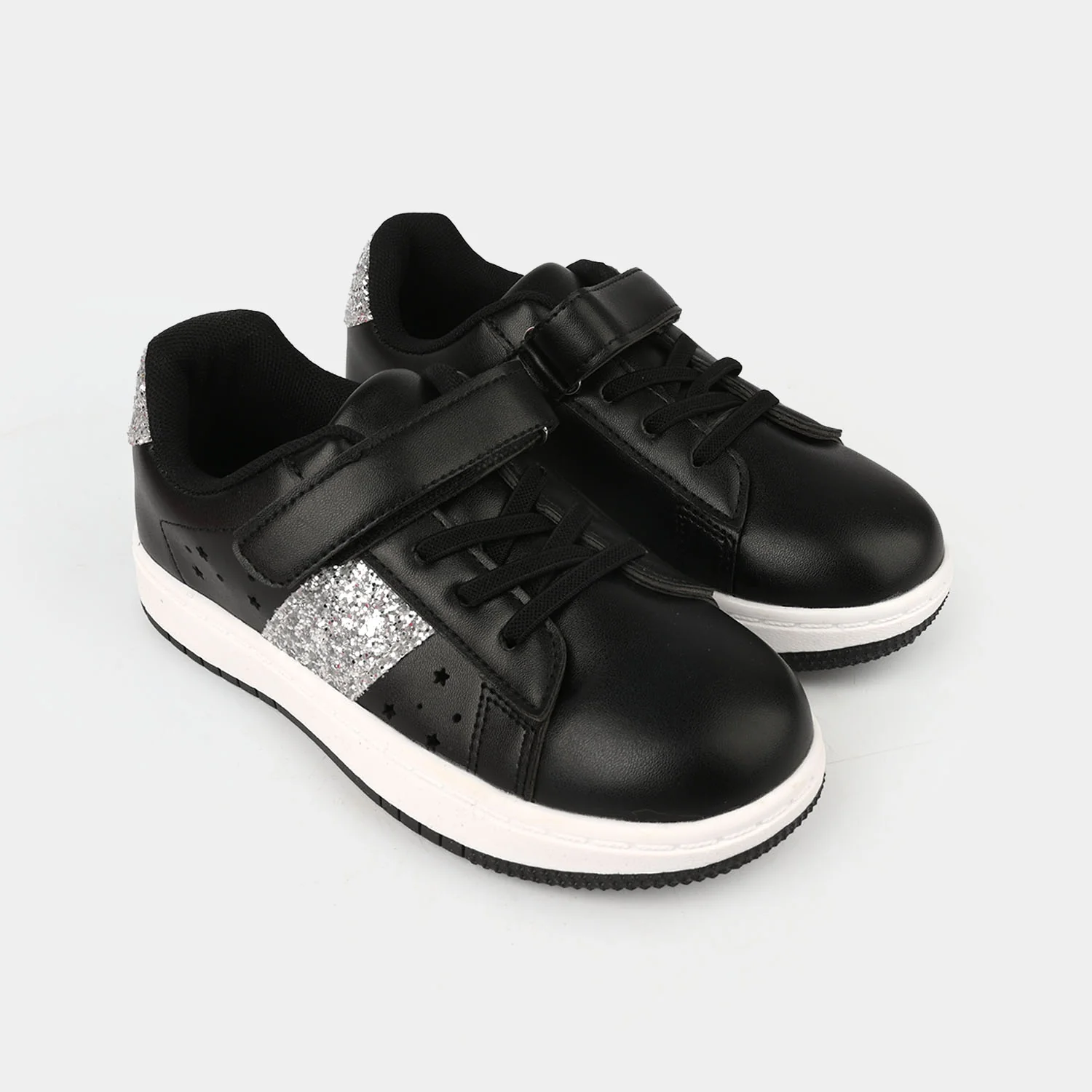 Girls Sneaker 126-3-Black/Silver - Image 3