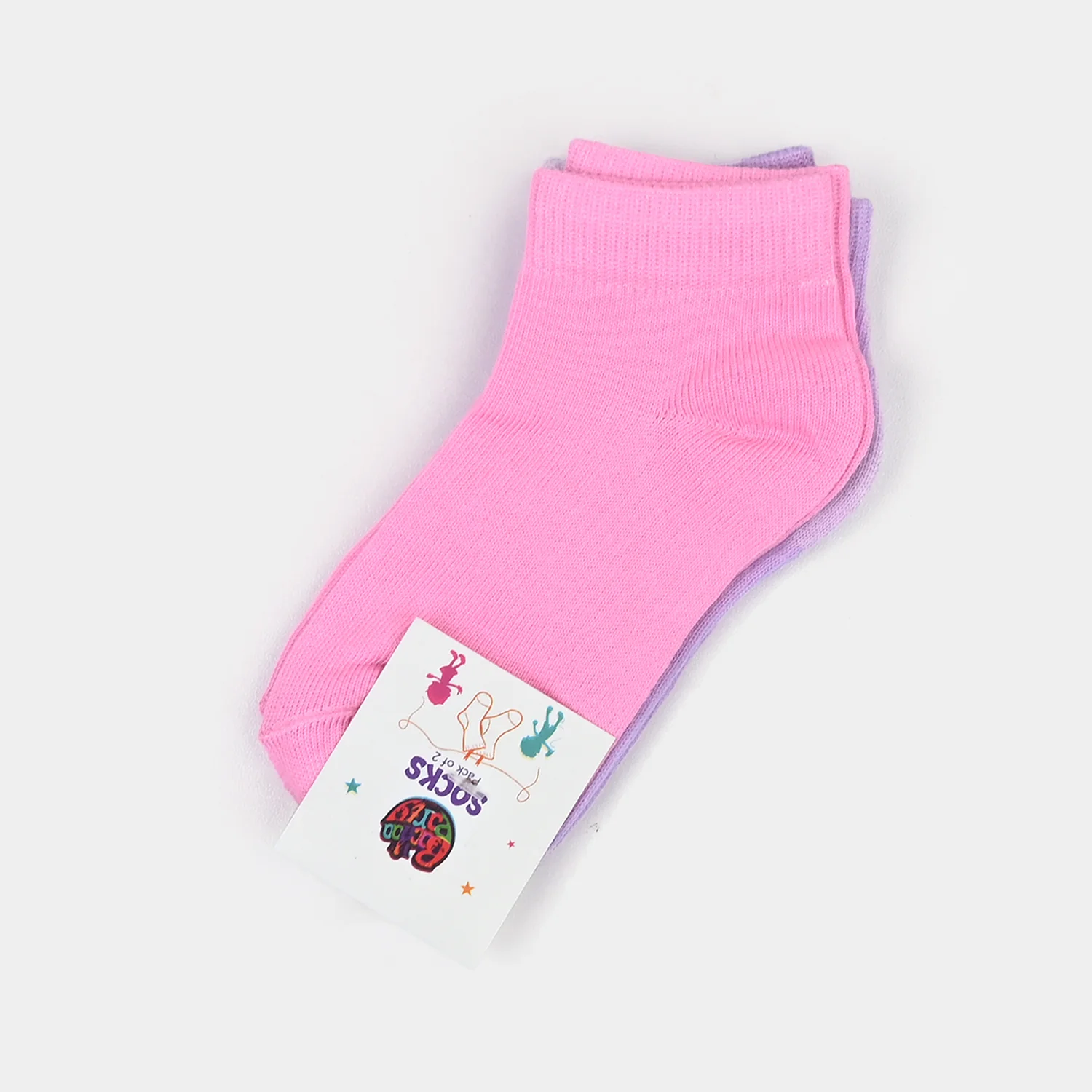 Girls Socks Basic Pack of 2-Pink/Lilac - Image 2