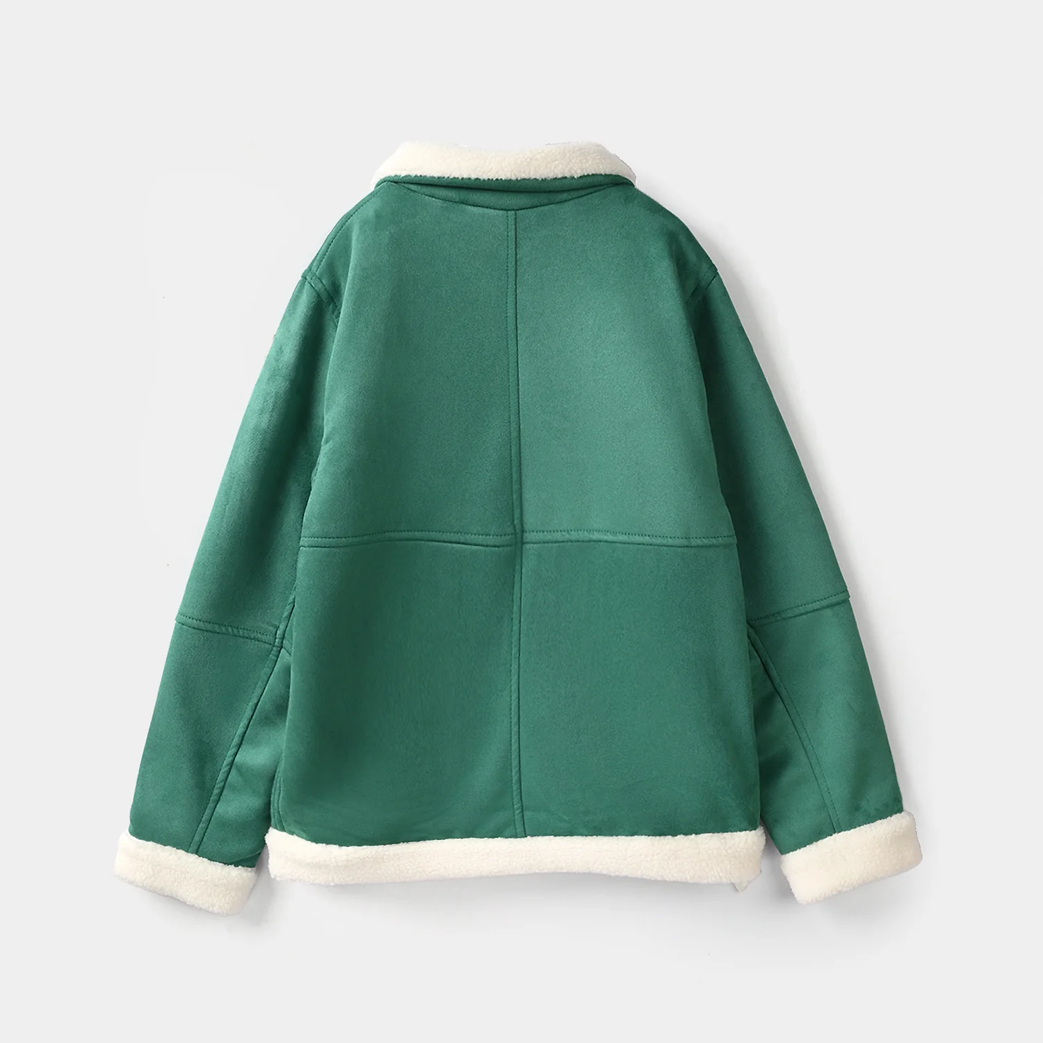 Girls Suede Jacket Sherpa Hem-B.GREEN - Image 4