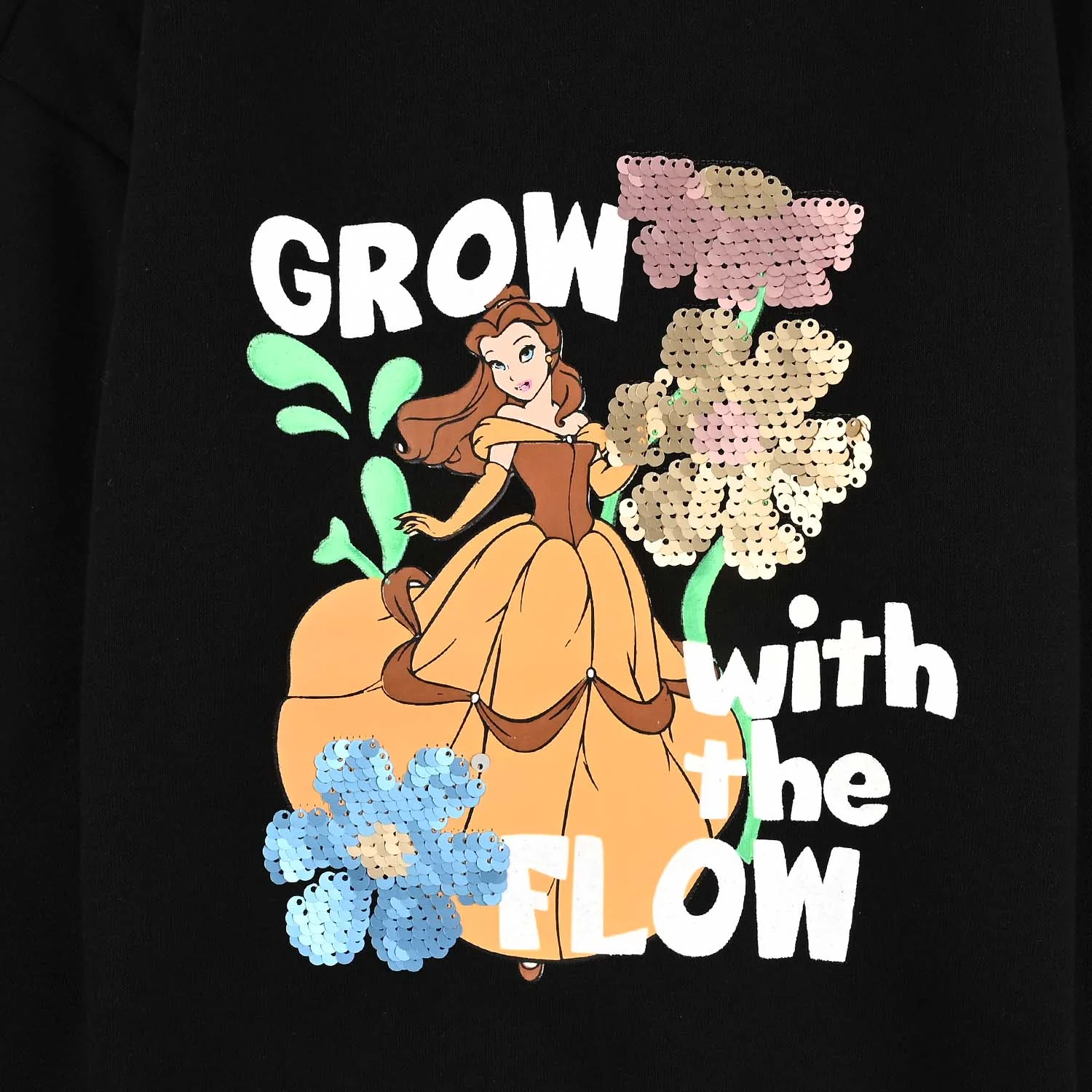 Girls Fleece Sweatshirt Grow With Flow-BLACK - Image 3