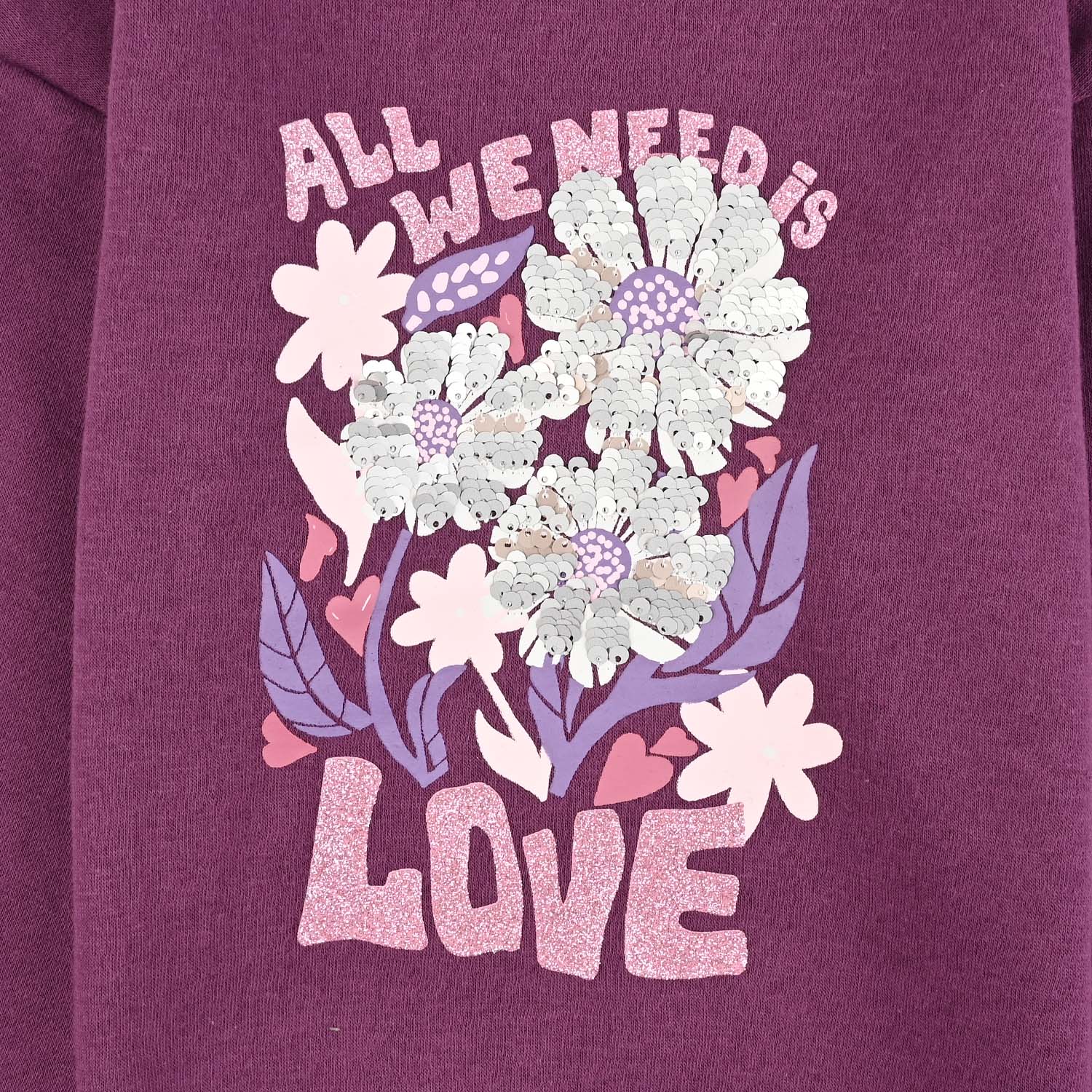 Girls Fleece Sweatshirt Need Love-PURPLE - Image 3
