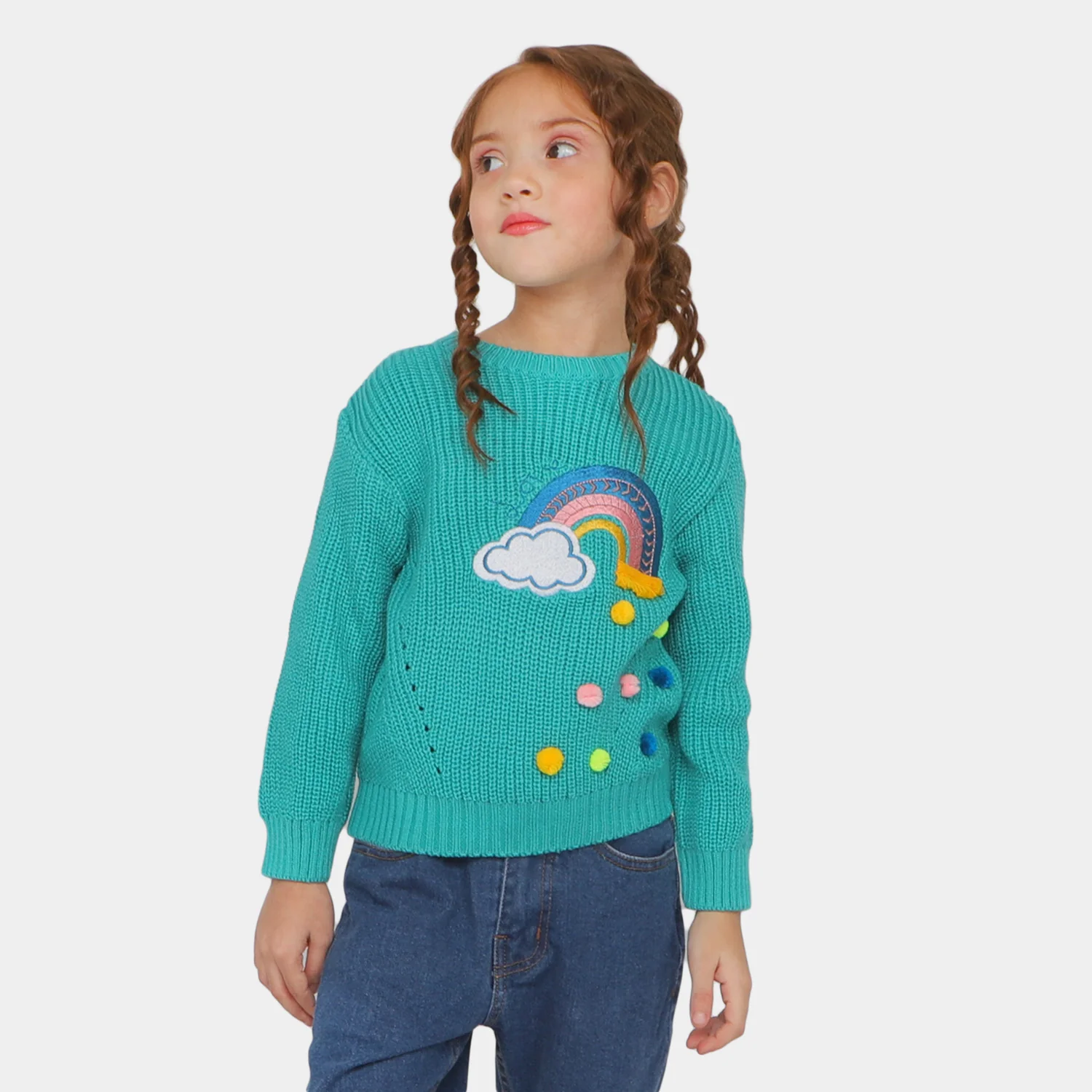 Girls Sweater Rainbow - S.Green